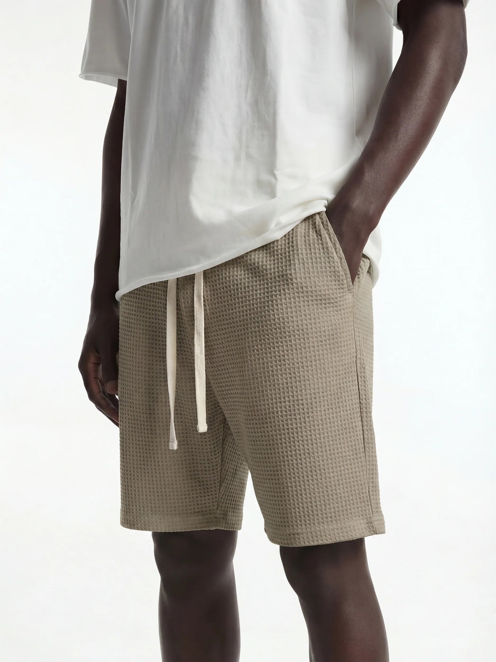 CREW Milano Waffle Shorts Khaki - Image 2