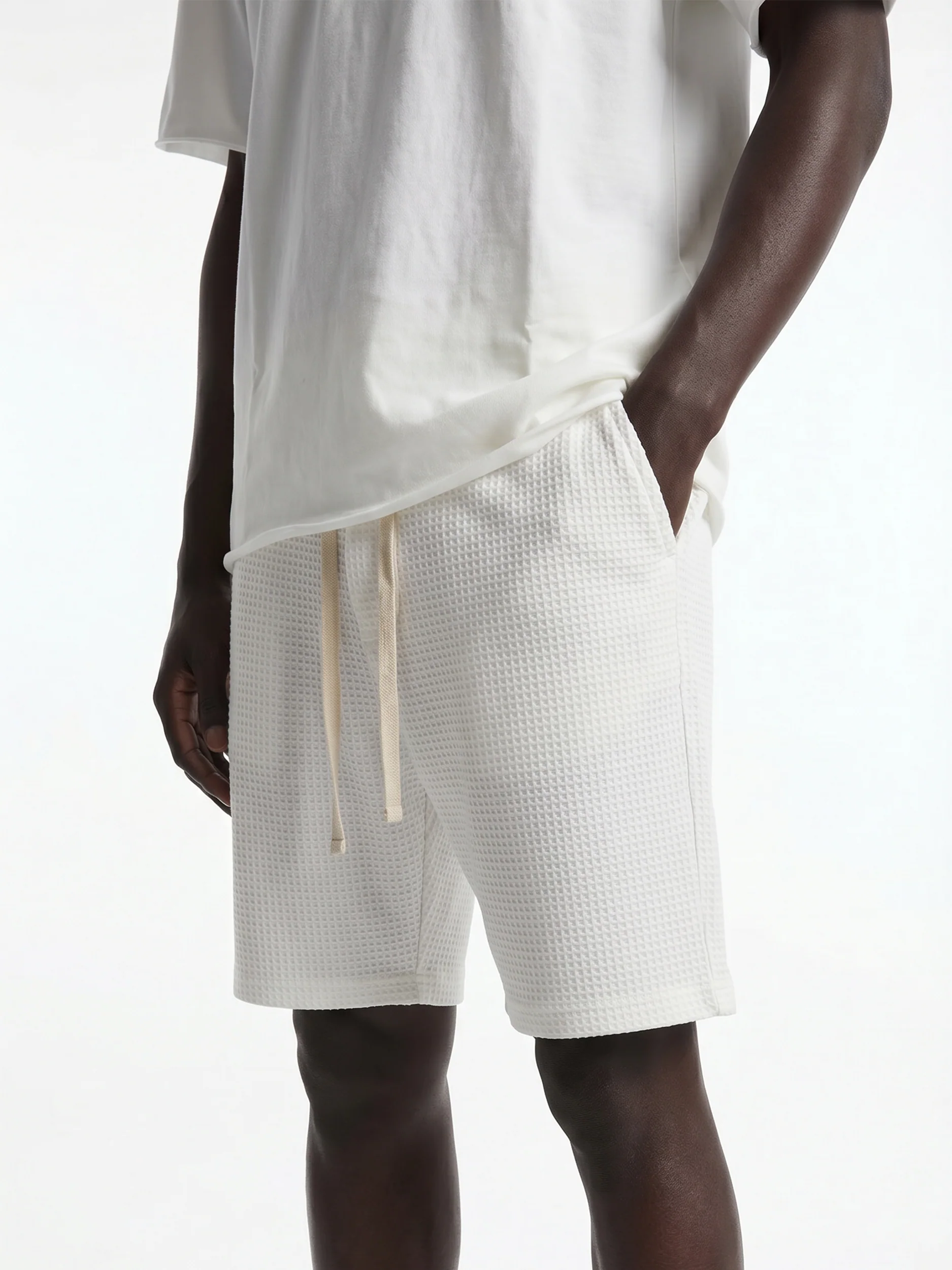 CREW Milano Waffle Shorts White - Image 2