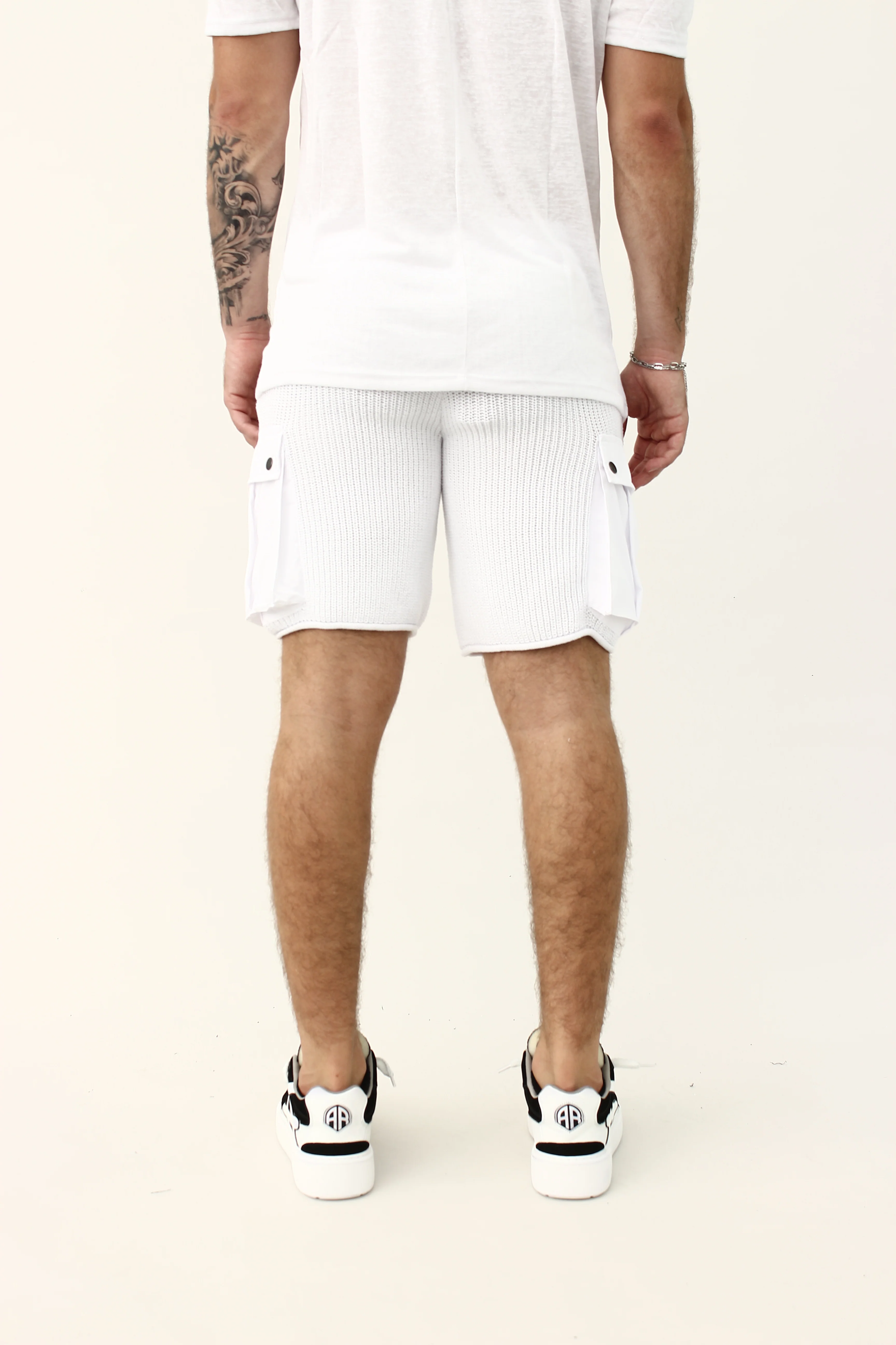 CREW Milano Knitted short cargo pants White - Image 5