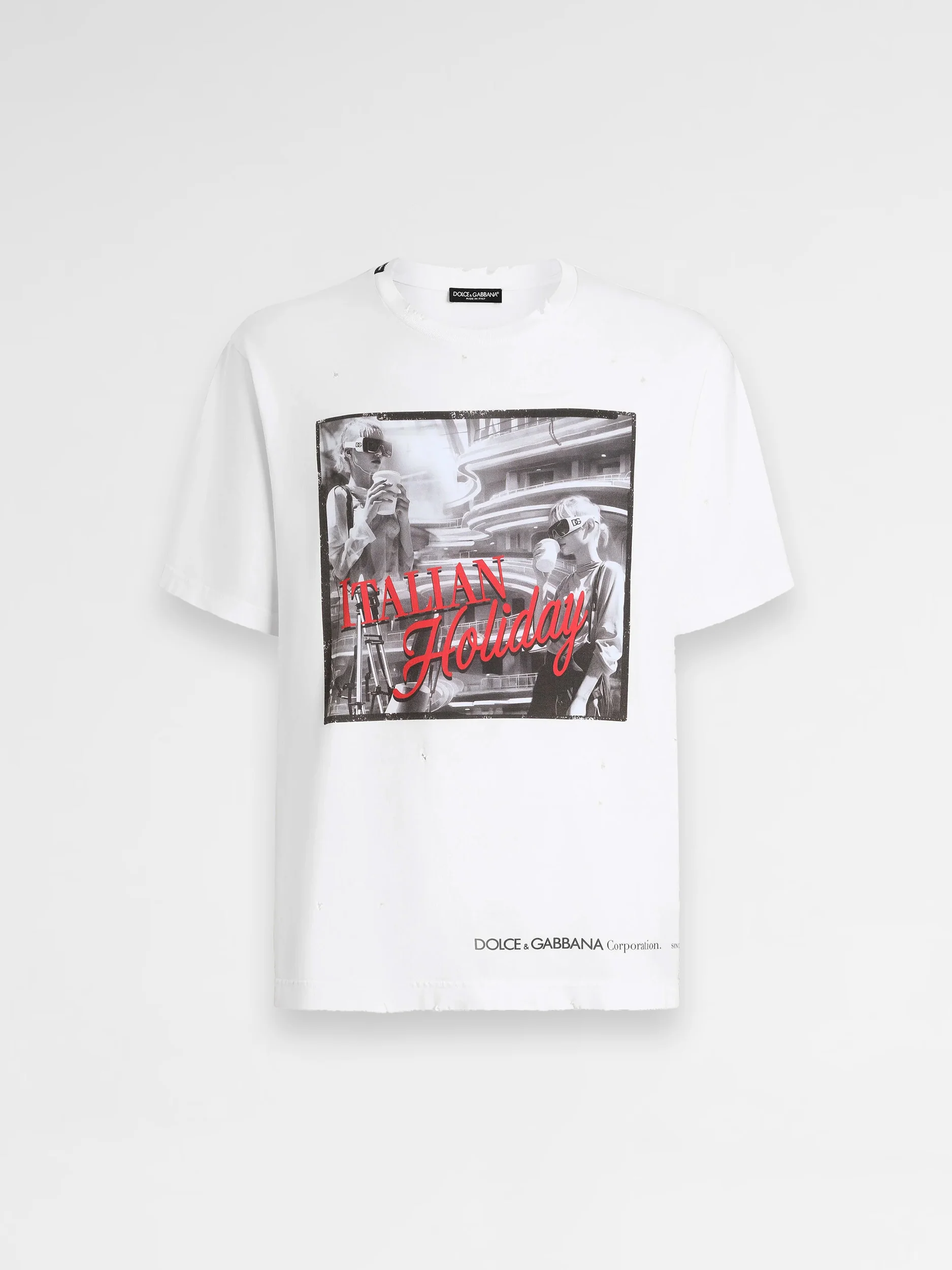 Dolce & Gabbana Cotton T-shirt with Italian Holiday print