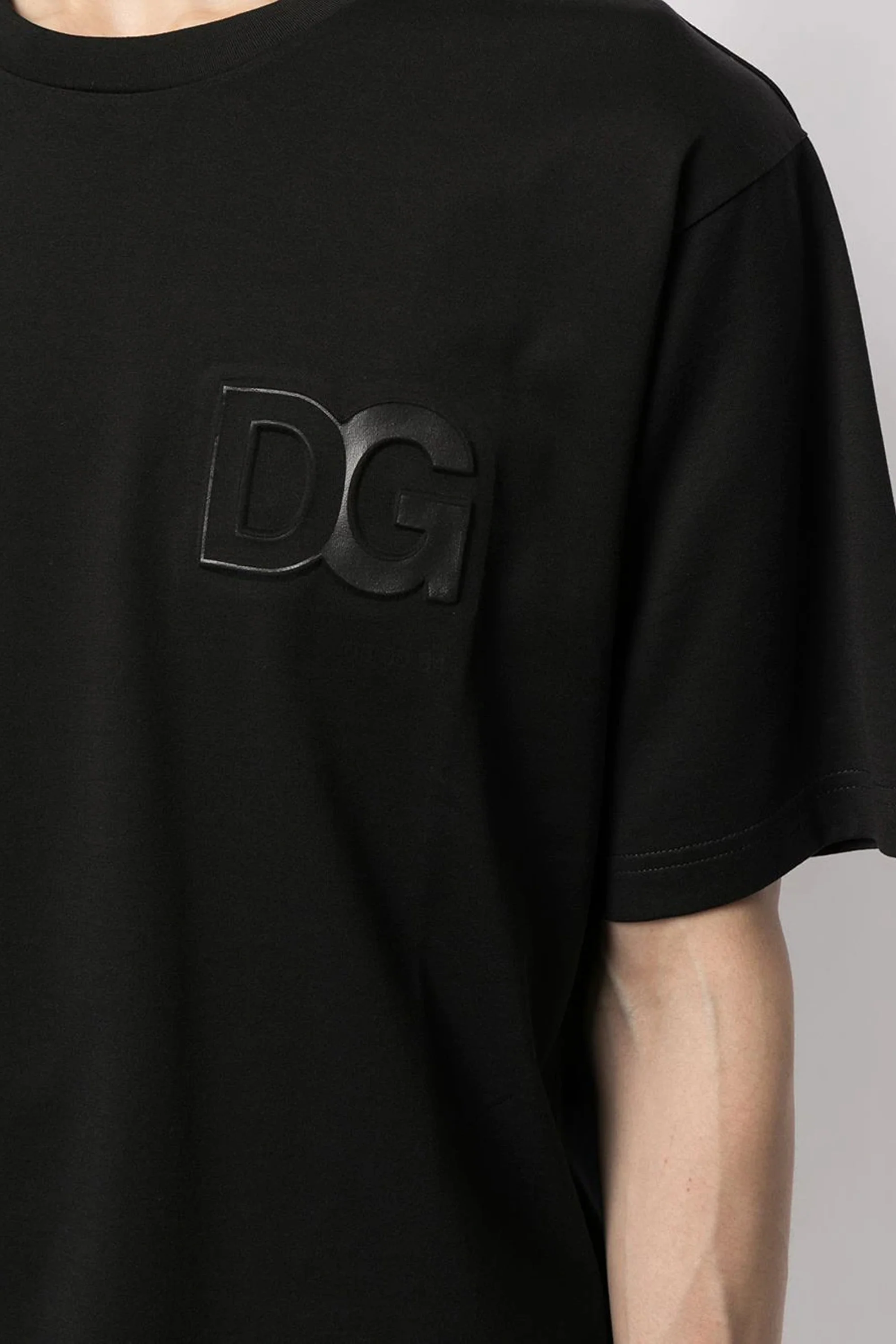 Dolce & Gabbana logo-embossed Black cotton T-shirt - Image 3