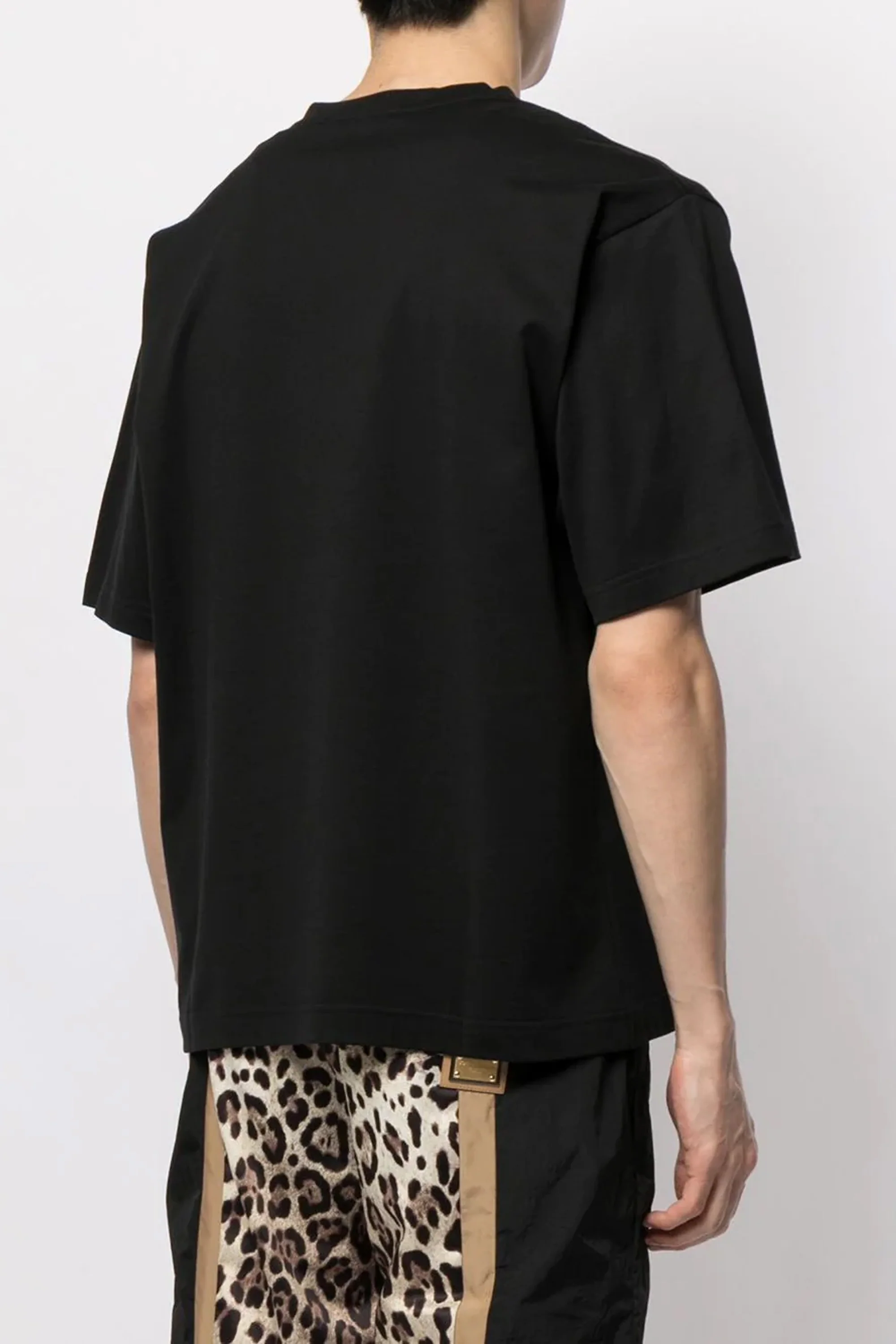 Dolce & Gabbana logo-embossed Black cotton T-shirt - Image 4