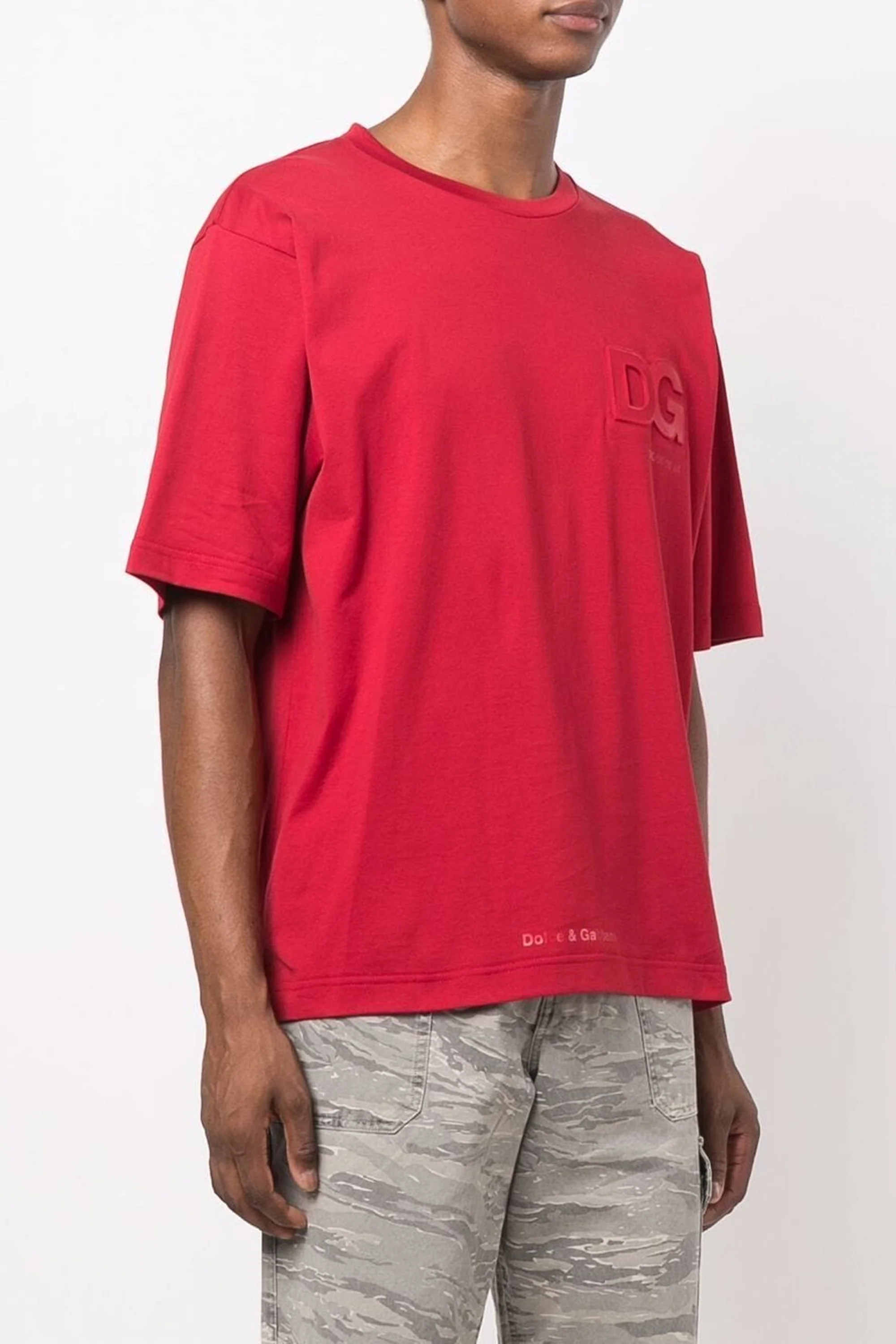Dolce & Gabbana logo-embossed Red cotton T-shirt - Image 3