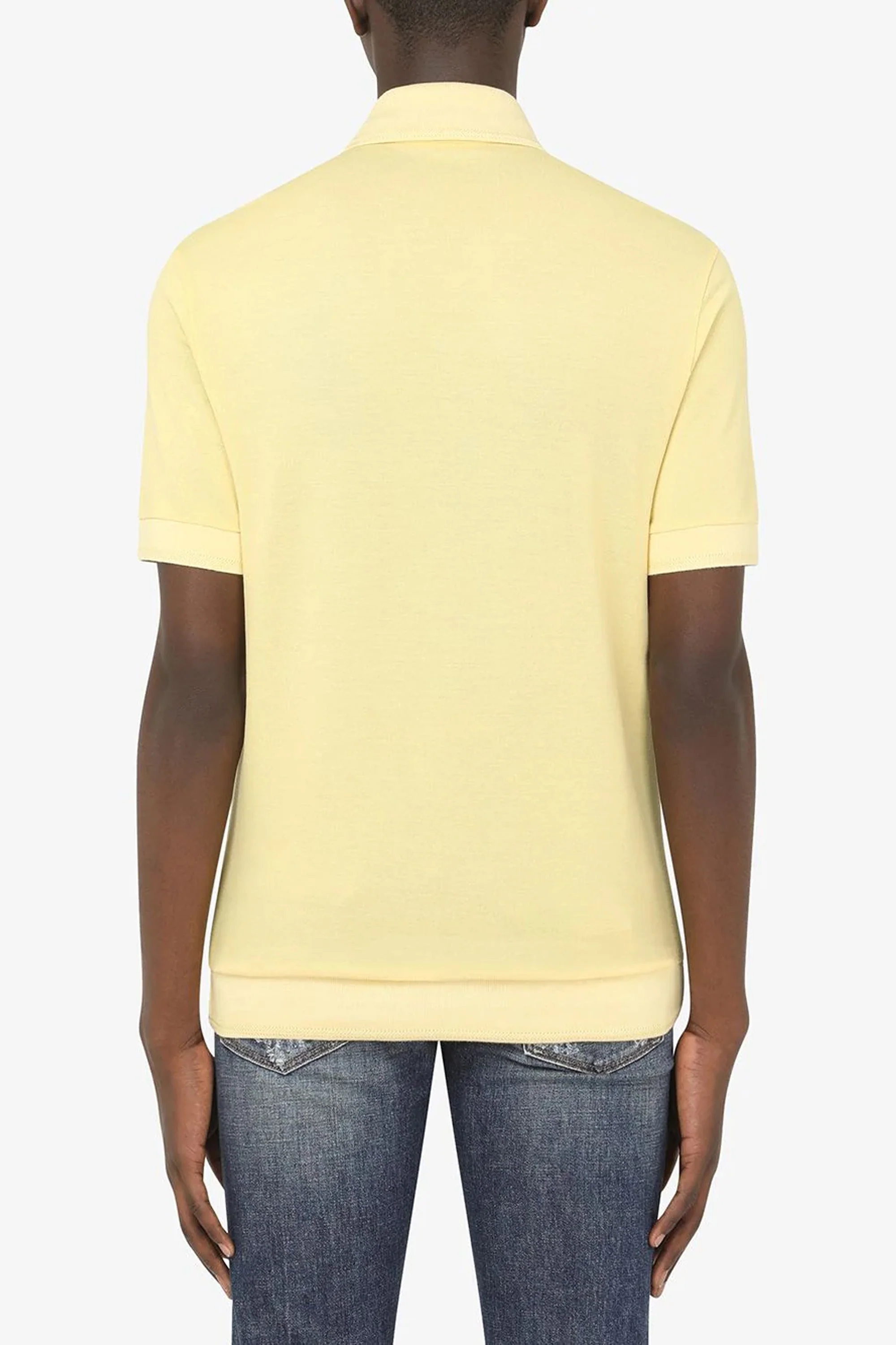 Dolce & Gabbana Yellow logo-patch polo shirt - Image 4