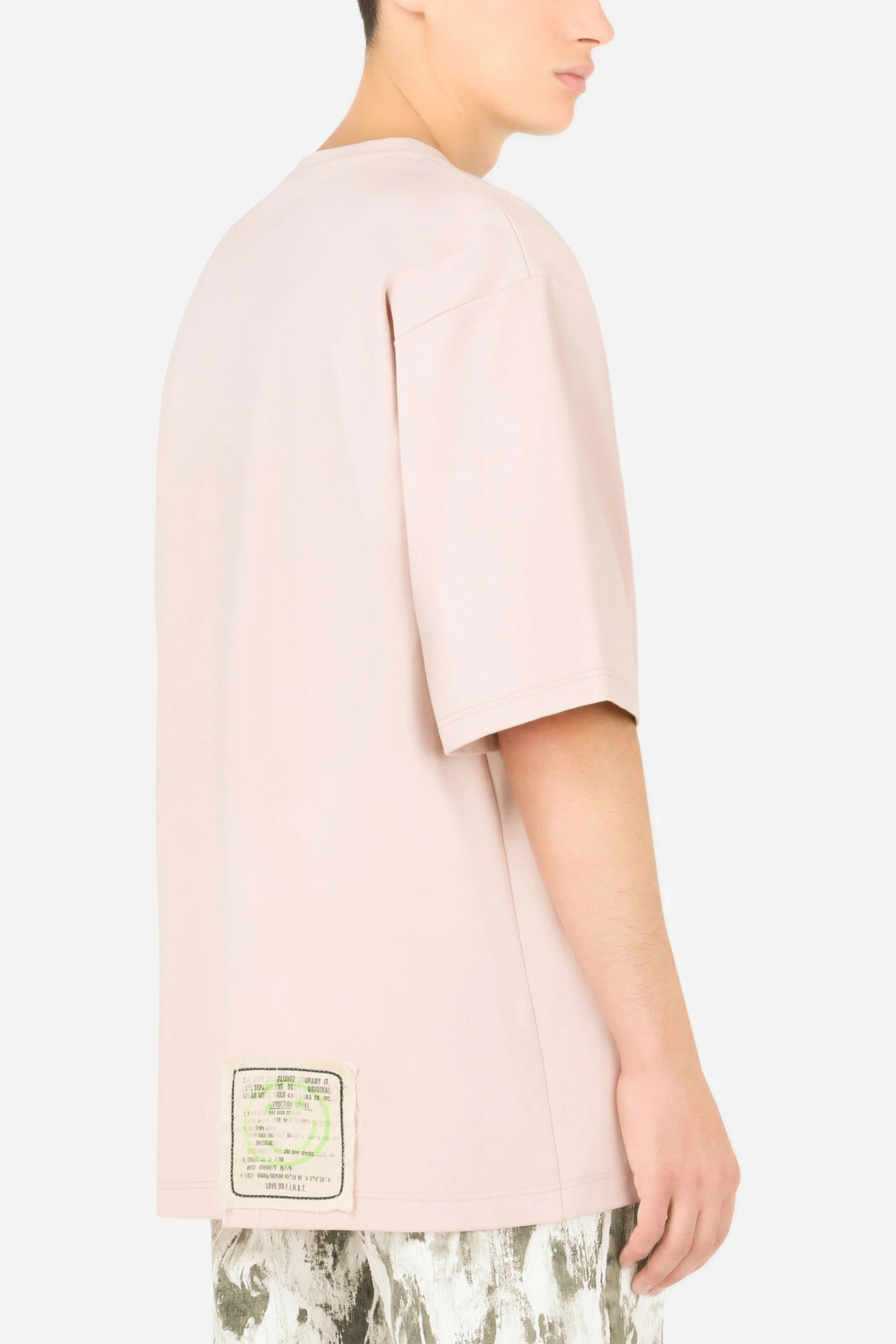 Dolce & Gabbana Pink Printed cotton T-shirt with patch embellishment - Image 3