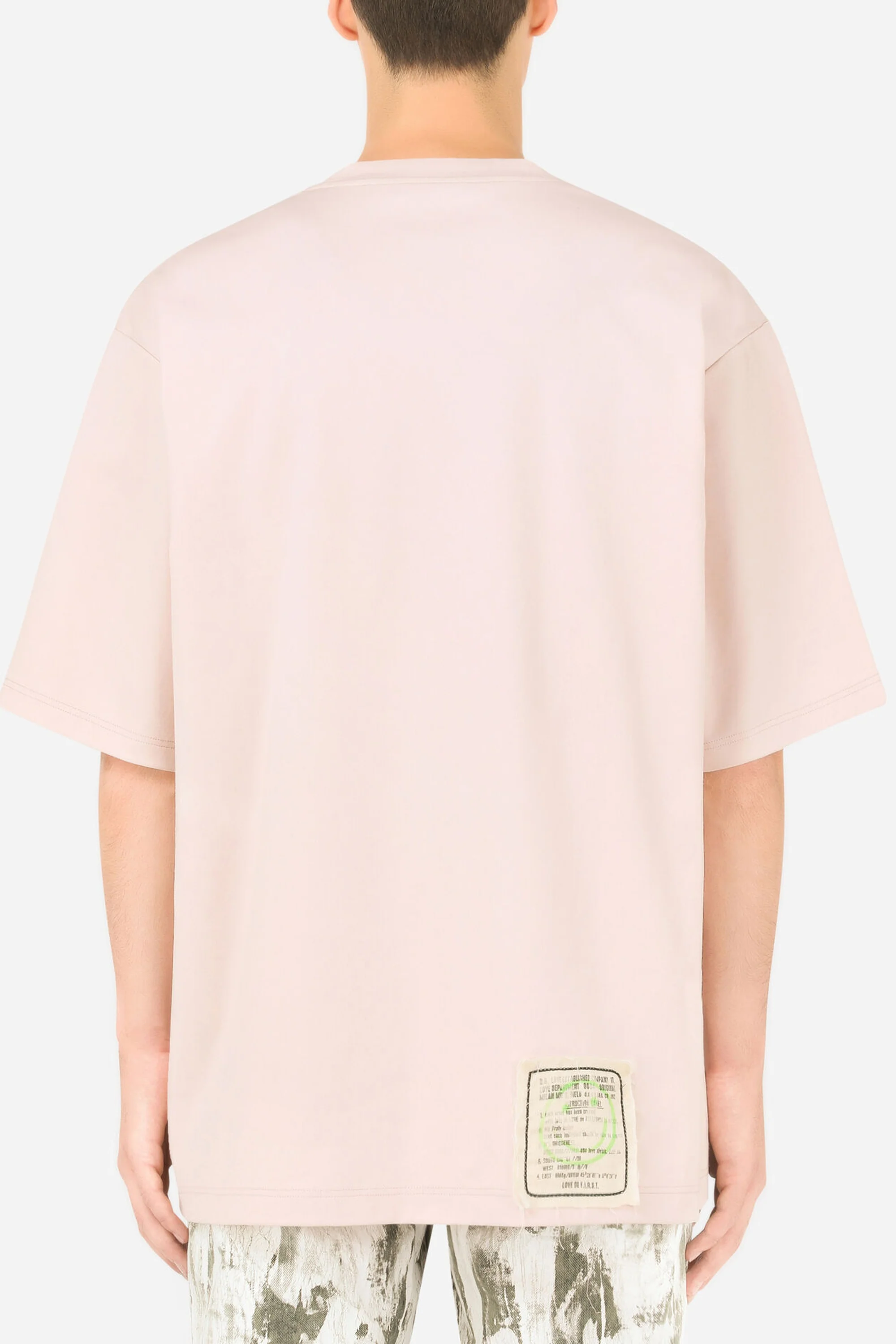 Dolce & Gabbana Pink Printed cotton T-shirt with patch embellishment - Image 4
