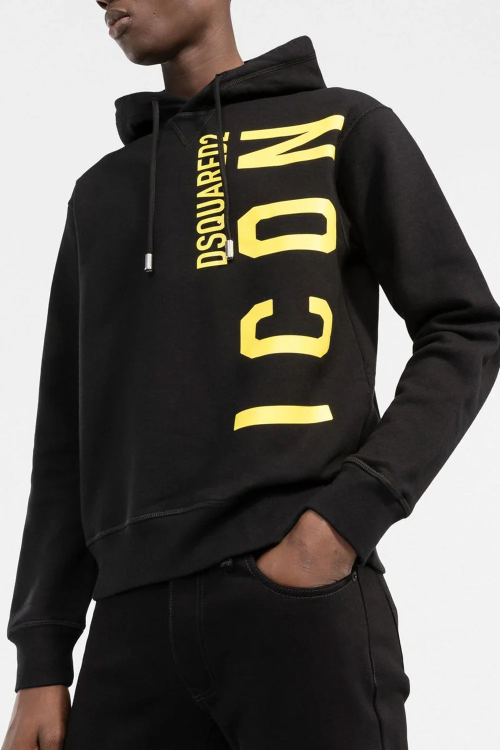 DSQUARED2 Yellow ICON Logo Print Hoodie - Image 2
