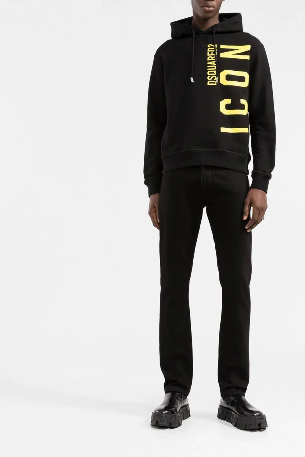 DSQUARED2 Yellow ICON Logo Print Hoodie - Image 3