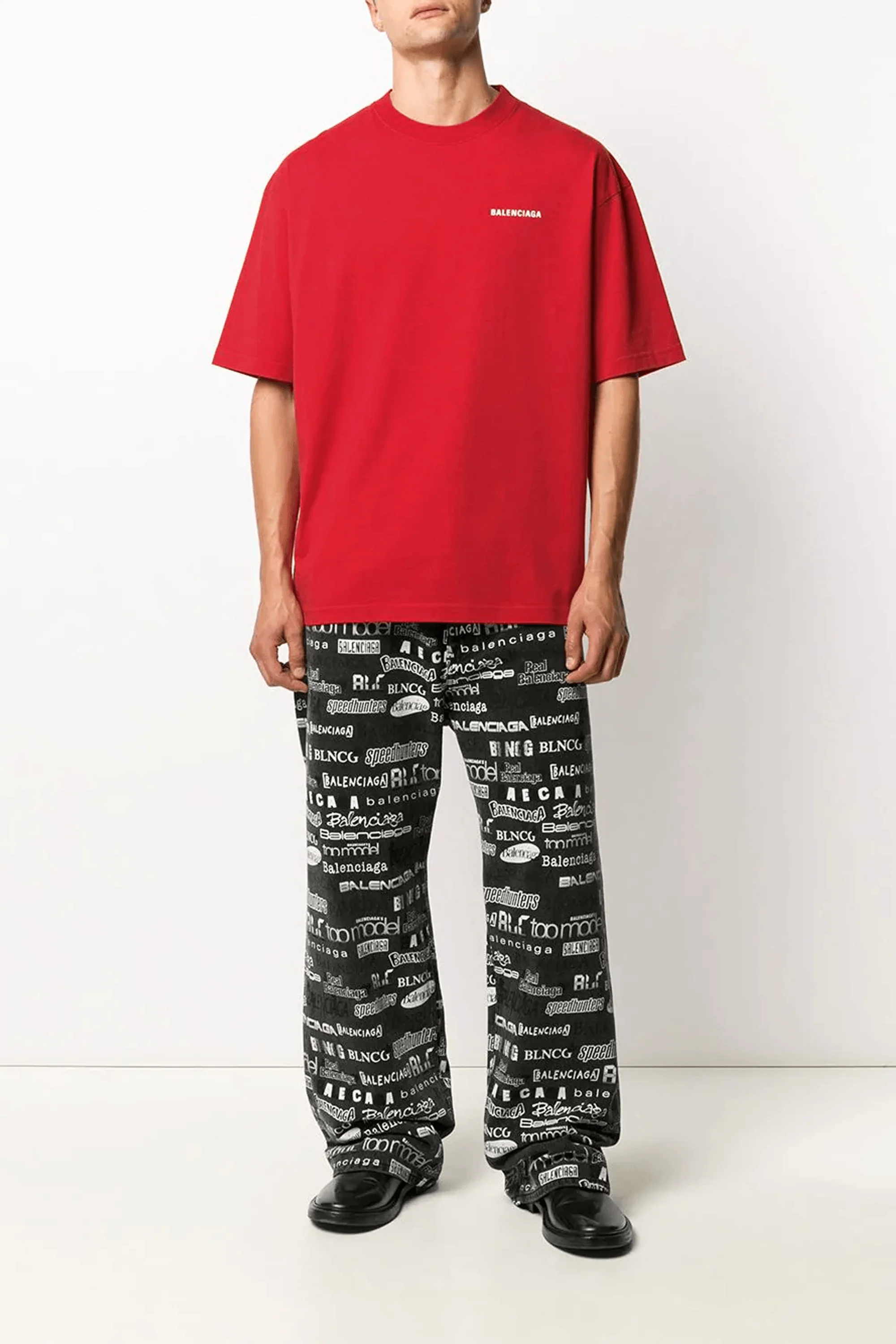 Balenciaga Logo Print Oversized Red - Image 4