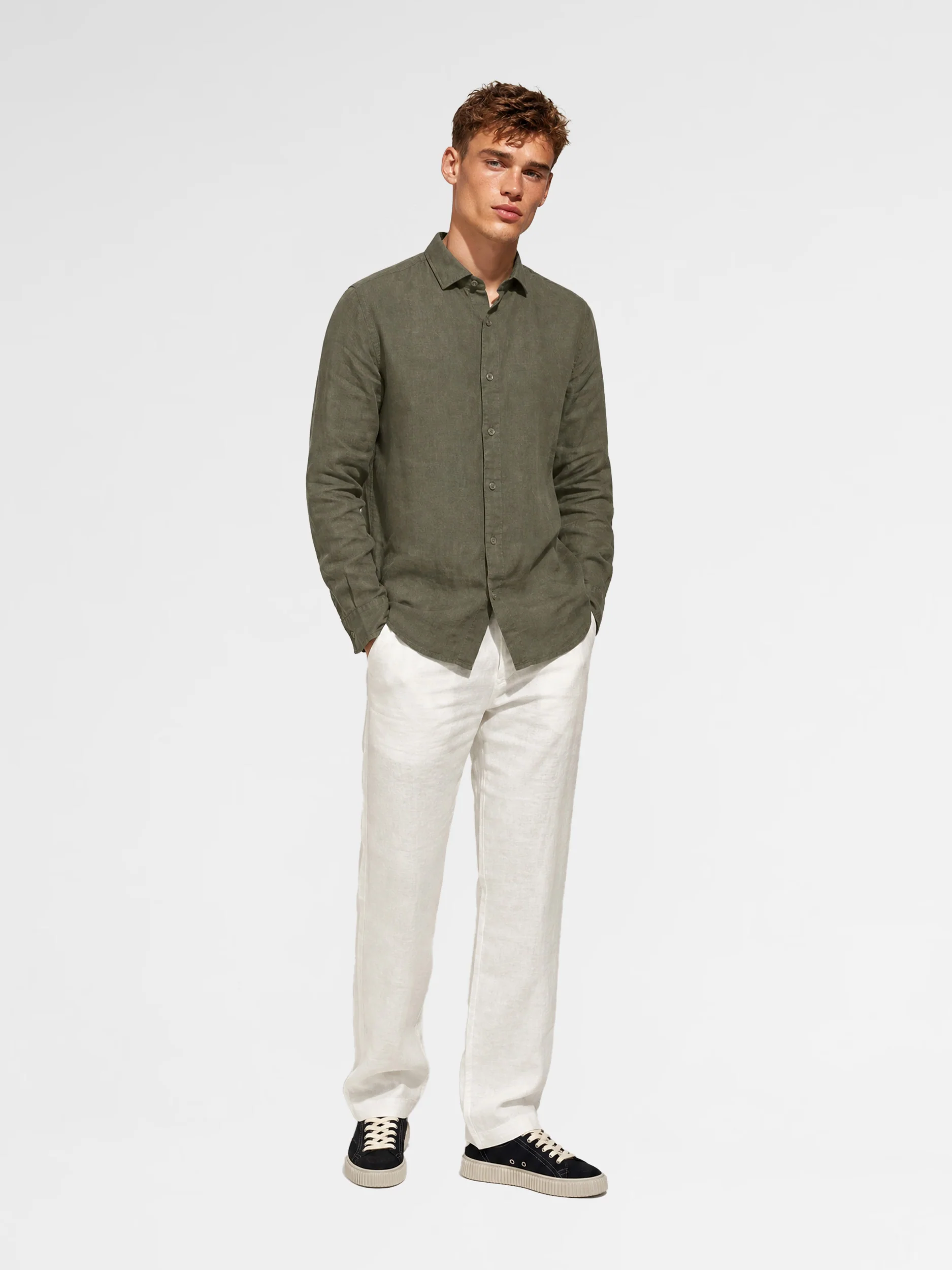 MAISON 9 PARIS 14 Green Linen Shirt - Image 2