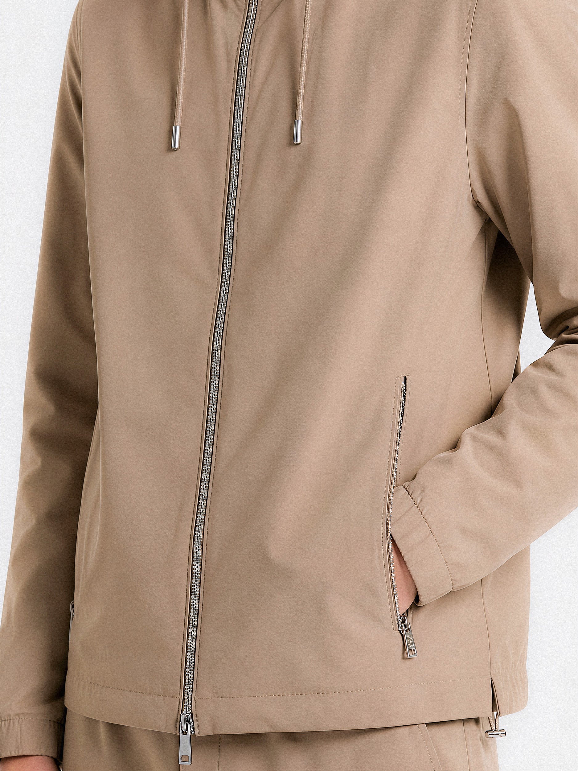 MAISON 9 PARIS Beige Zipper Nylon Windbreaker Jacket - Image 3