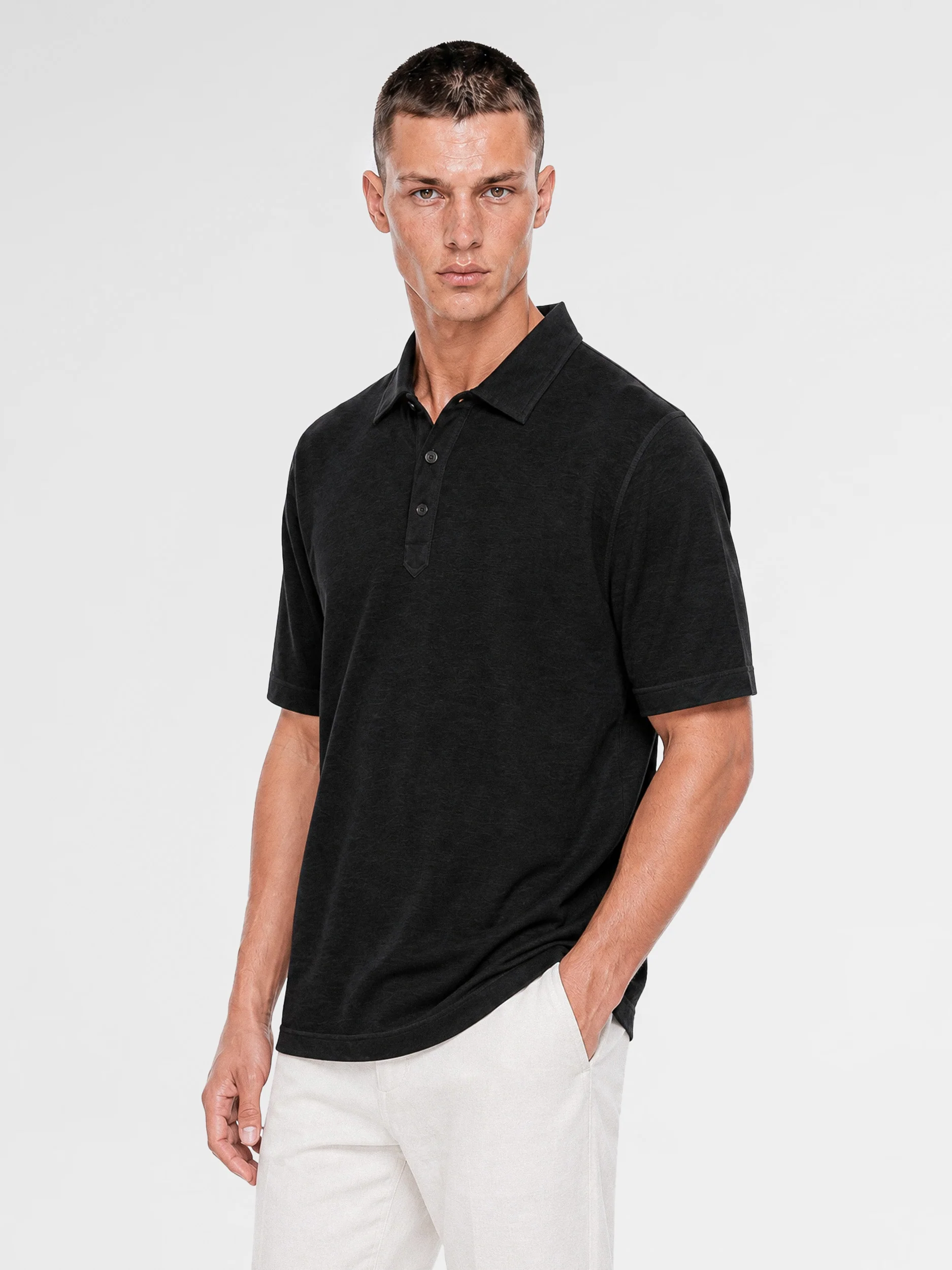MAISON 9 PARIS Black Soft Cotton Polo T-Shirt - Image 2