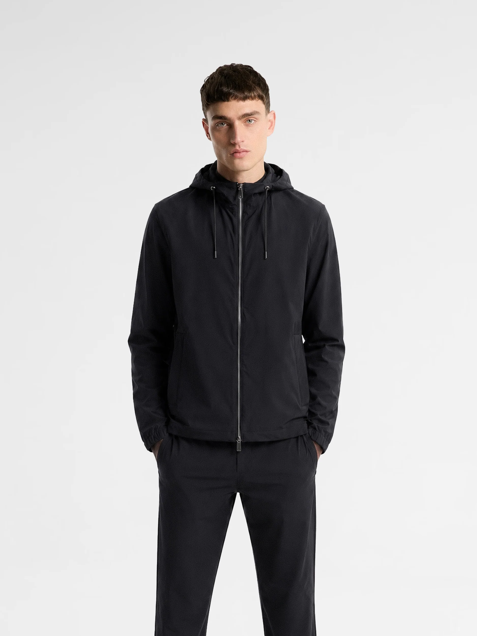 MAISON 9 PARIS Black Zipper Nylon Windbreaker Jacket