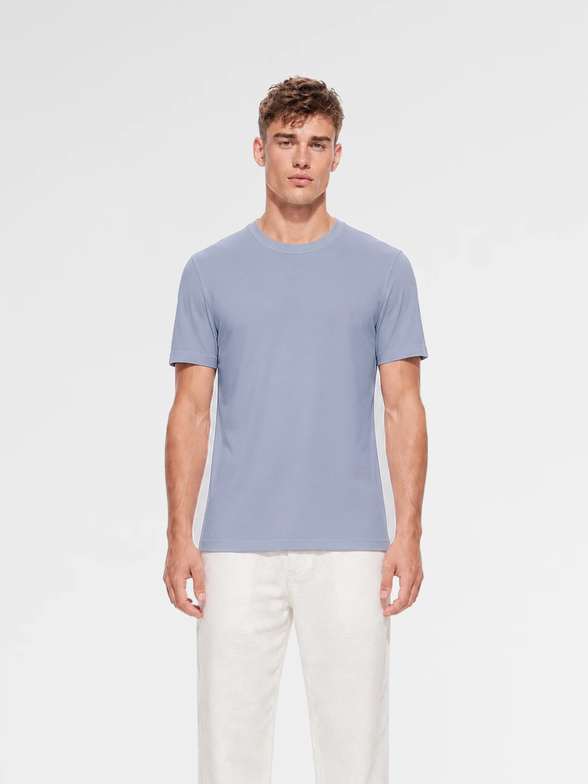 MAISON 9 PARIS Blue Mercerized Cotton T-Shirt