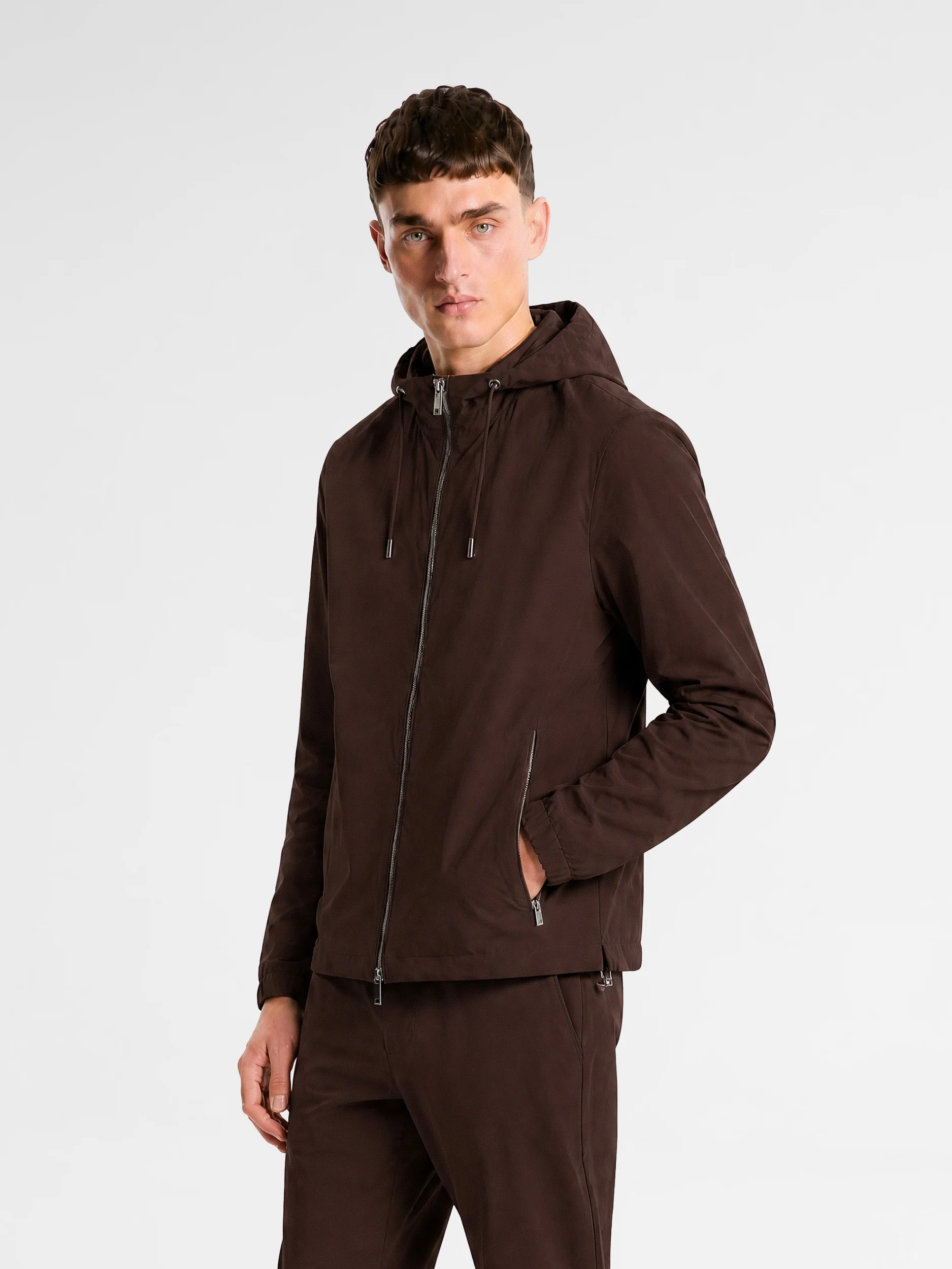 MAISON 9 PARIS Brown Zipper Nylon Windbreaker Jacket - Image 2