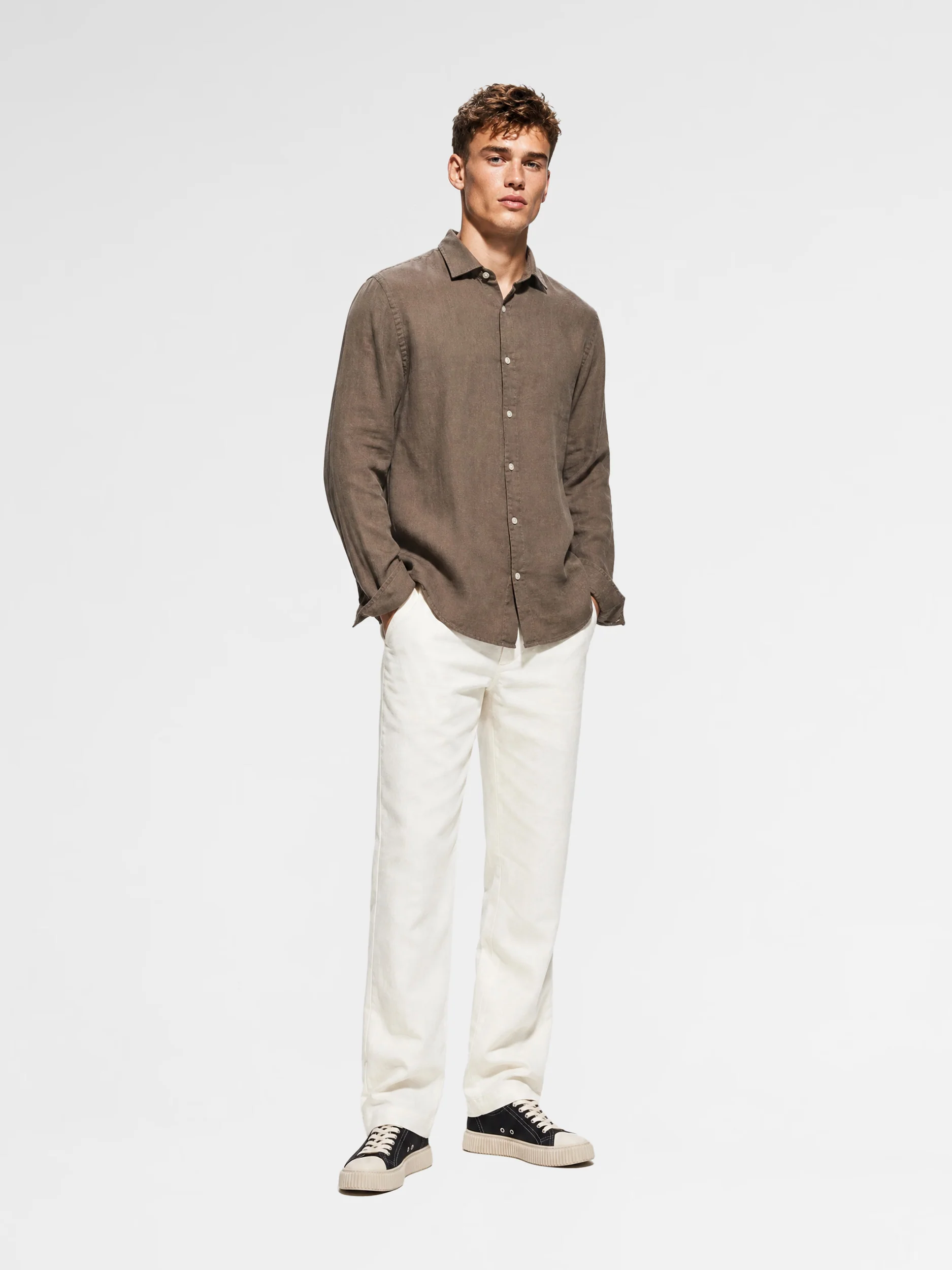 MAISON 9 PARIS Coffee Linen Shirt - Image 2