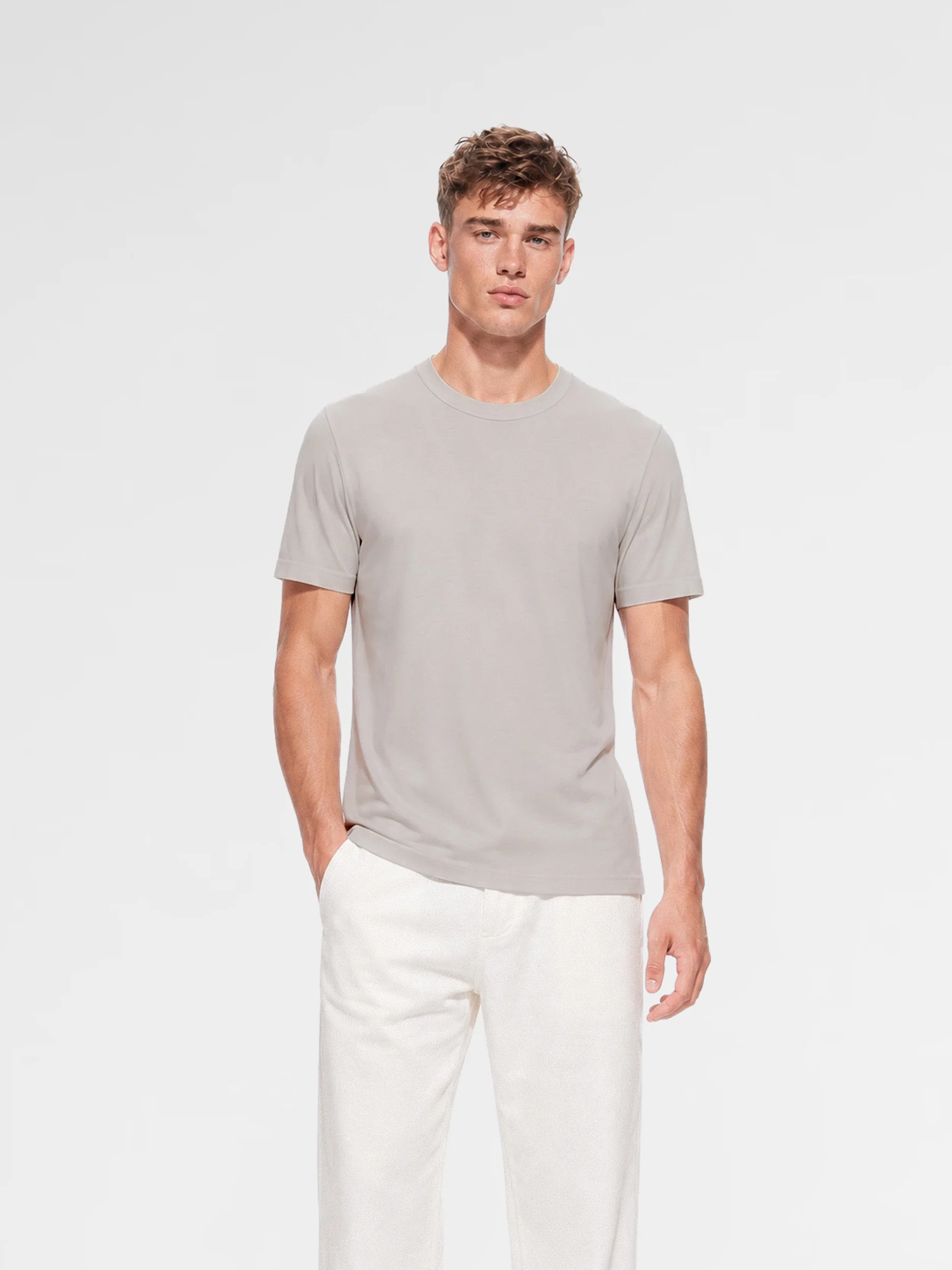 MAISON 9 PARIS Grey Mercerized Cotton T-Shirt