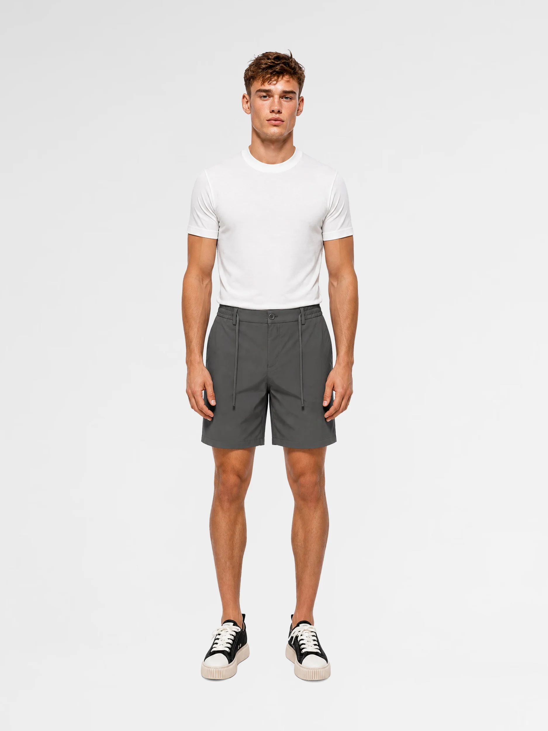 MAISON 9 PARIS High-End Dark Khaki Nylon Shorts - Image 2