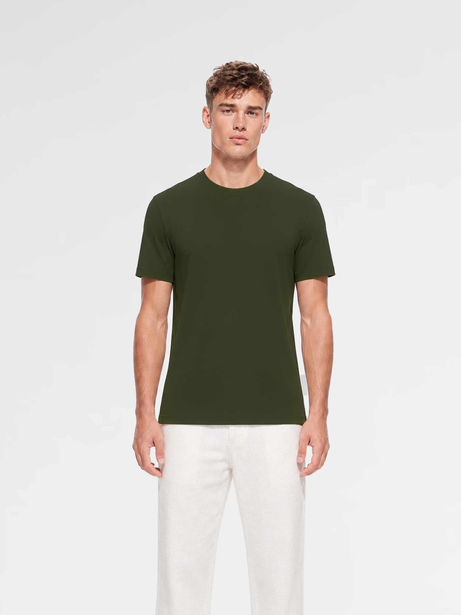 MAISON 9 PARIS Khaki Mercerized Cotton T-Shirt