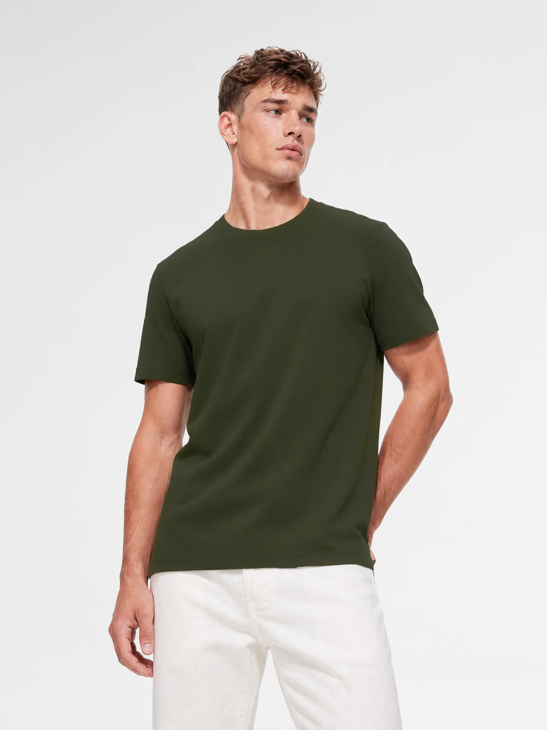 MAISON 9 PARIS Khaki Mercerized Cotton T-Shirt - Image 2