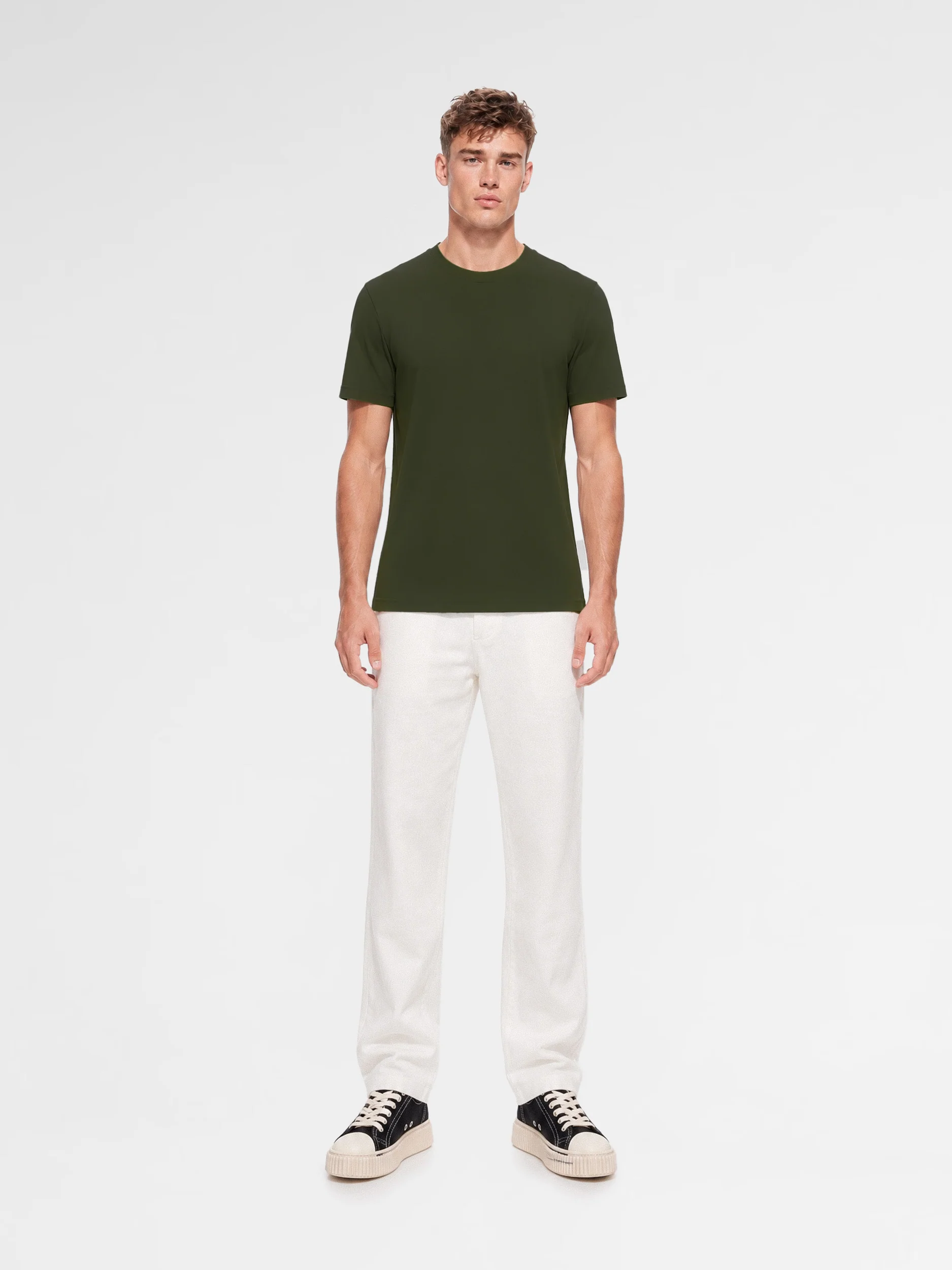 MAISON 9 PARIS Khaki Mercerized Cotton T-Shirt - Image 3