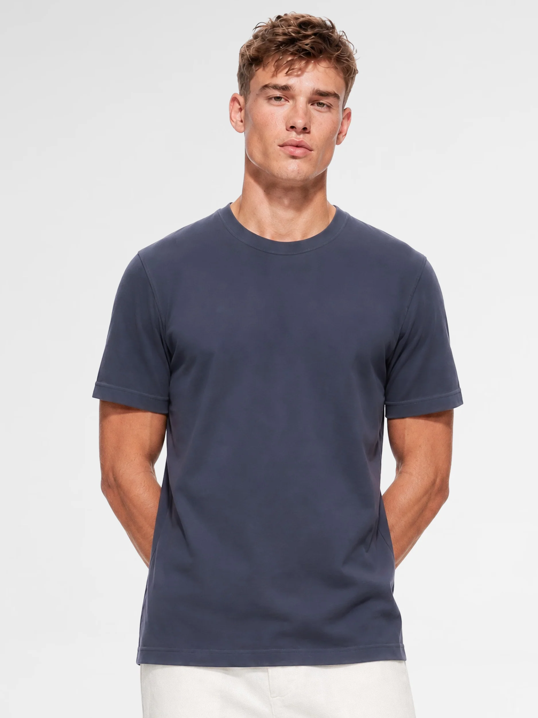 MAISON 9 PARIS Navy Mercerized Cotton T-Shirt - Image 2