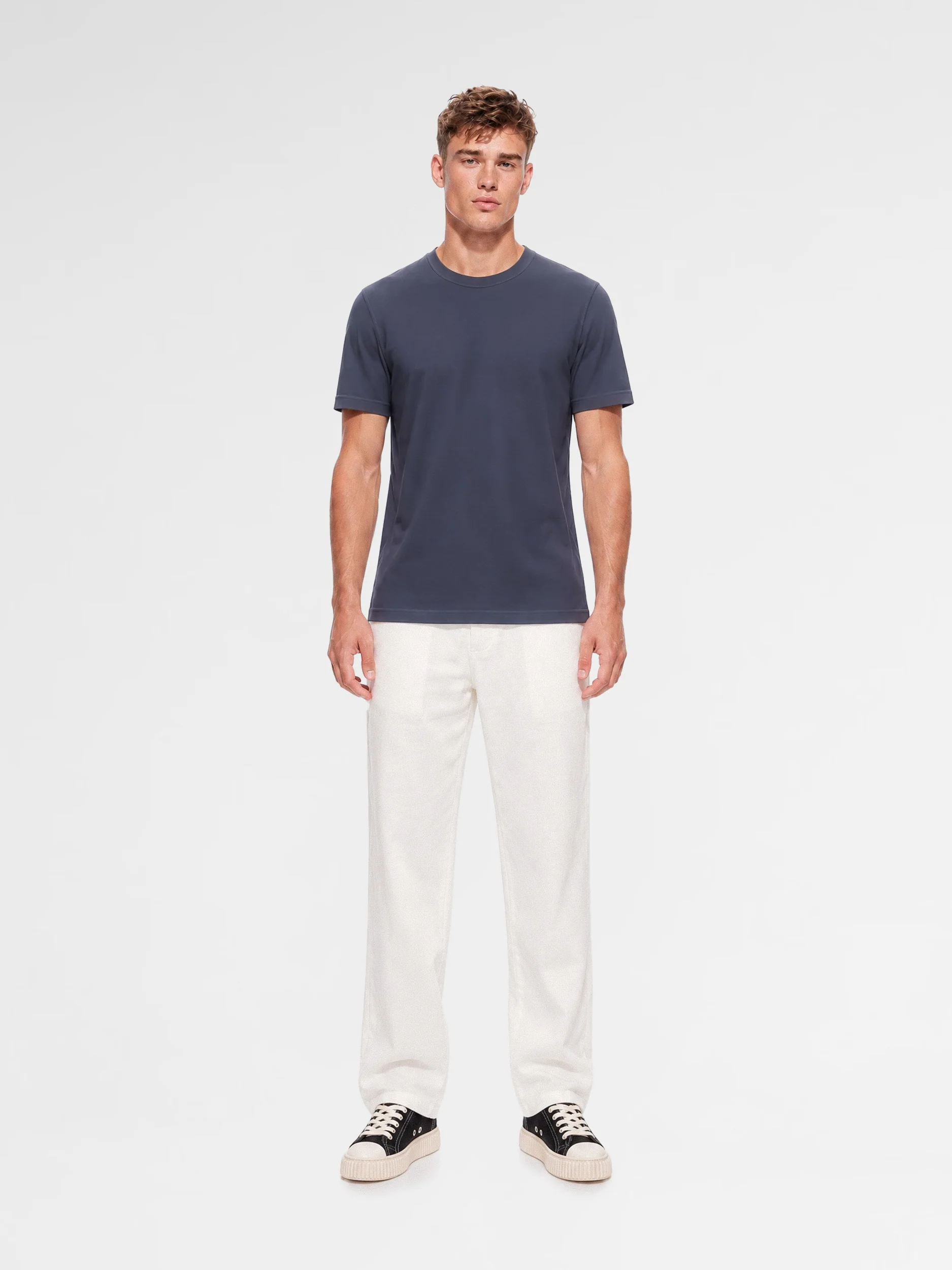 MAISON 9 PARIS Navy Mercerized Cotton T-Shirt - Image 3