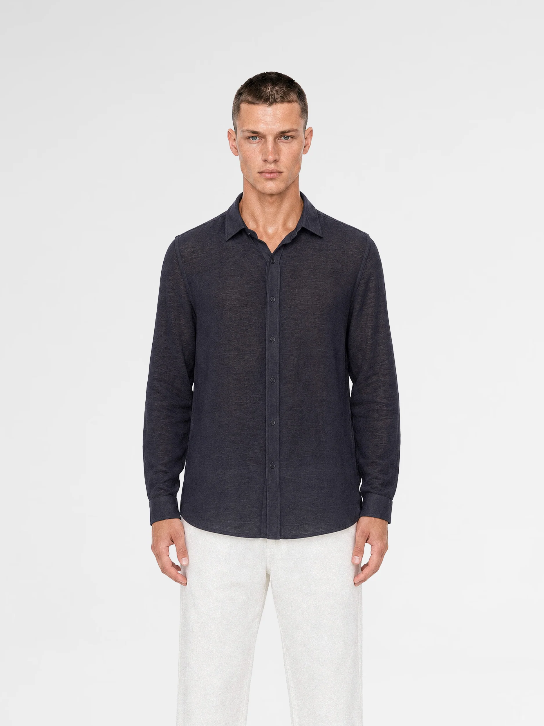 MAISON 9 PARIS Navy Soft Cotton Shirt