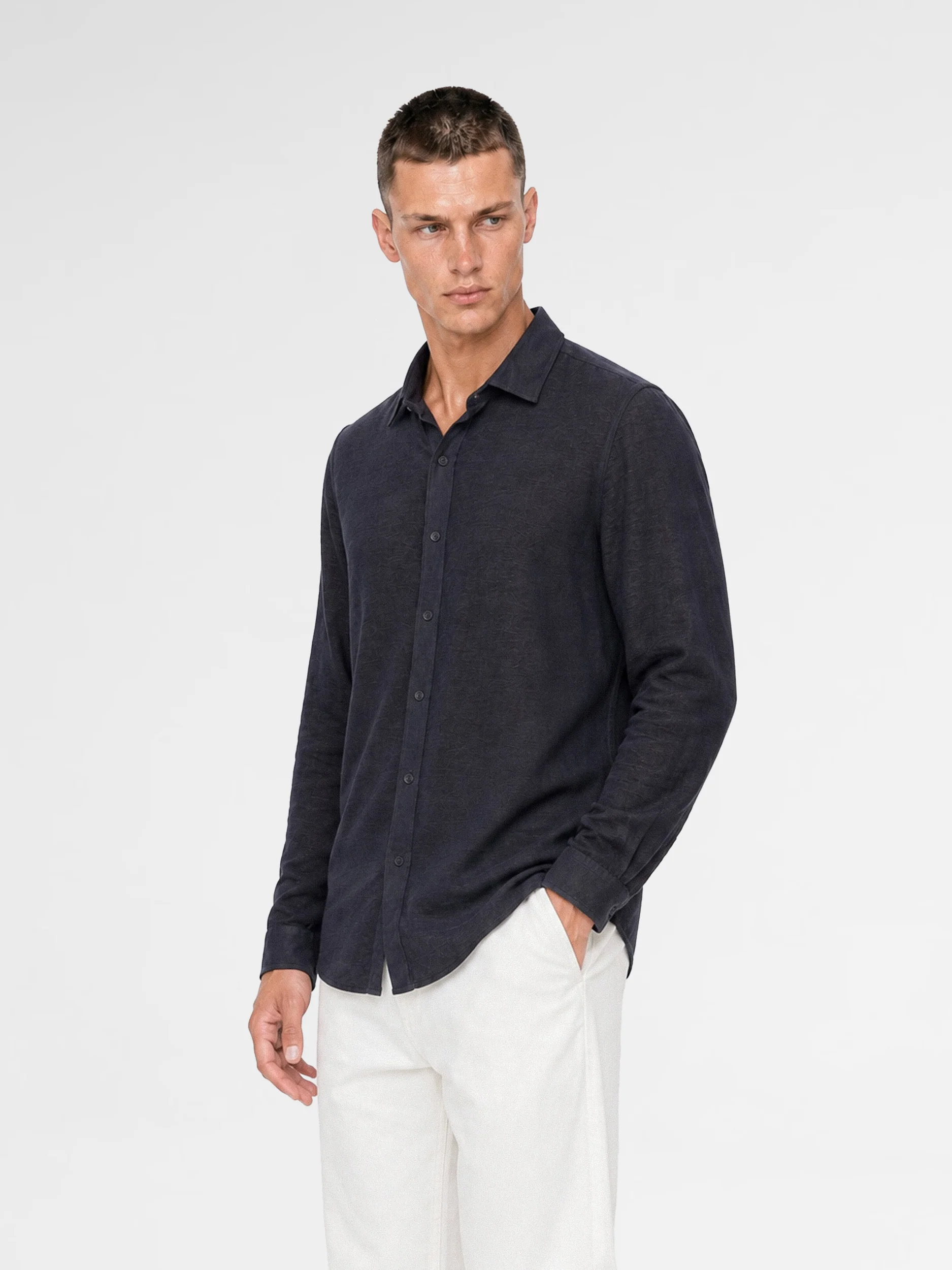 MAISON 9 PARIS Navy Soft Cotton Shirt - Image 2