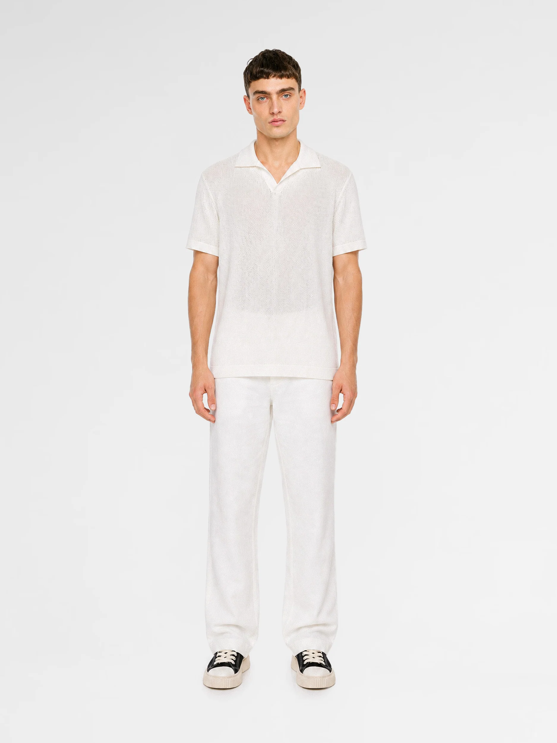 MAISON 9 PARIS White Knit Polo T-Shirt - Image 3