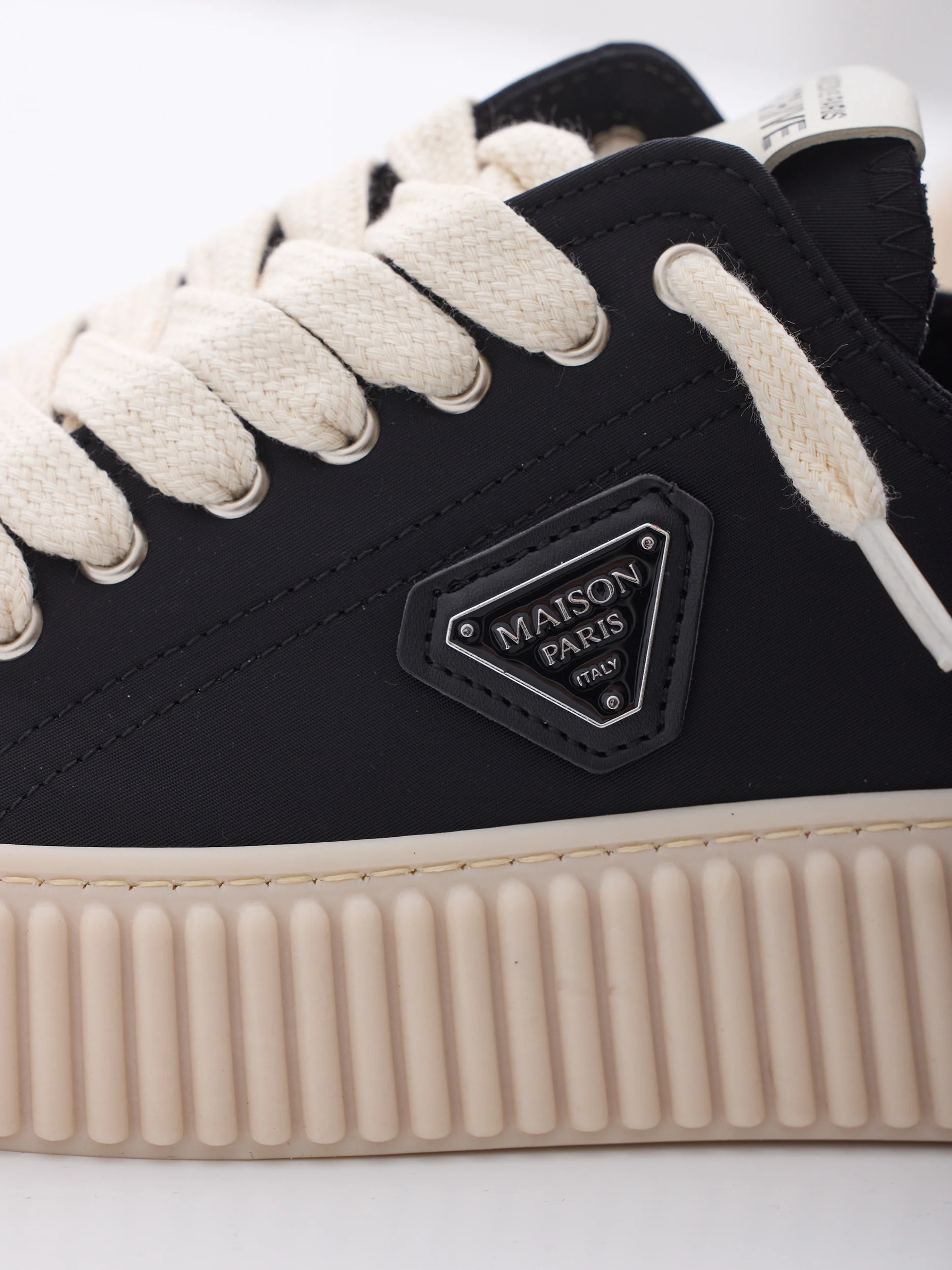 MAISON 9 PARIS Sneakers - Black Leather Plate - Image 4