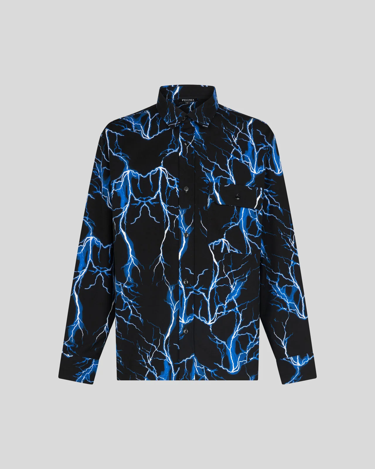 PHOBIA BLACK SHIRT WITH BLUE ALL OVER LIGHTNING