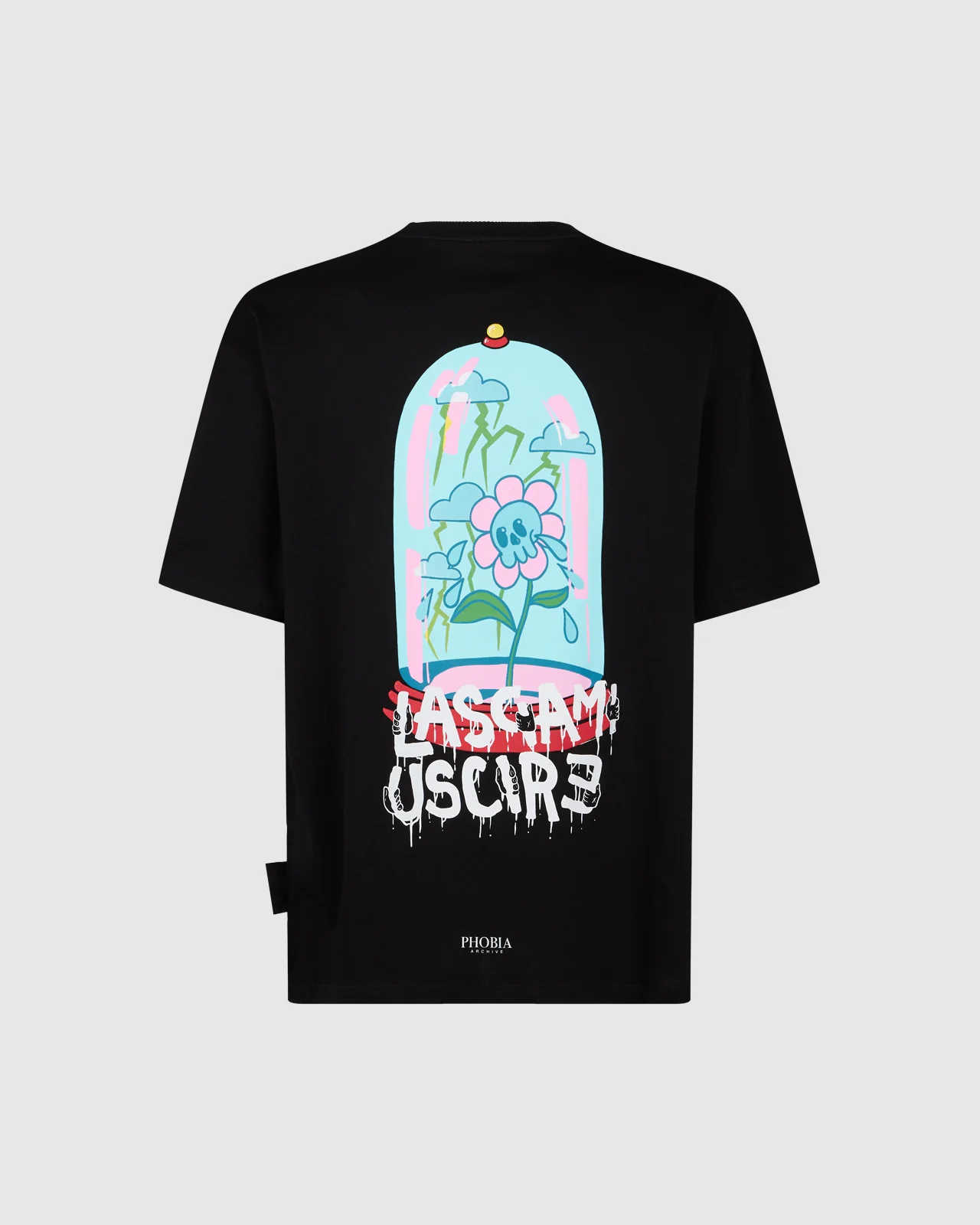PHOBIA BLACK T-SHIRT WITH GRAPHIC PRINT - Image 2