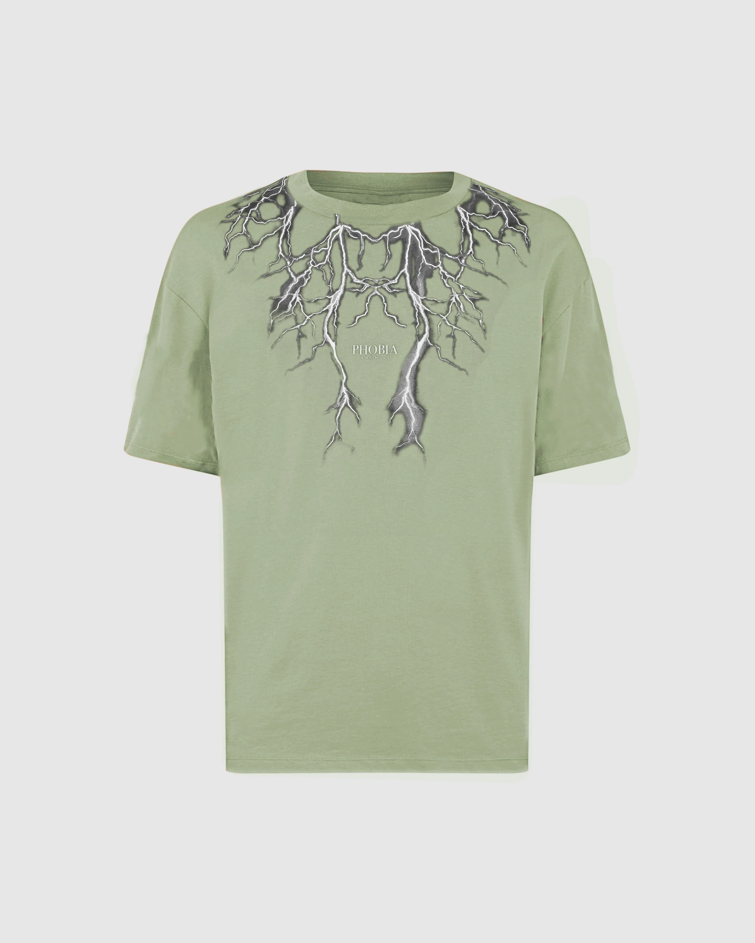 PHOBIA GREEN T-SHIRT WITH GREY LIGHTNING
