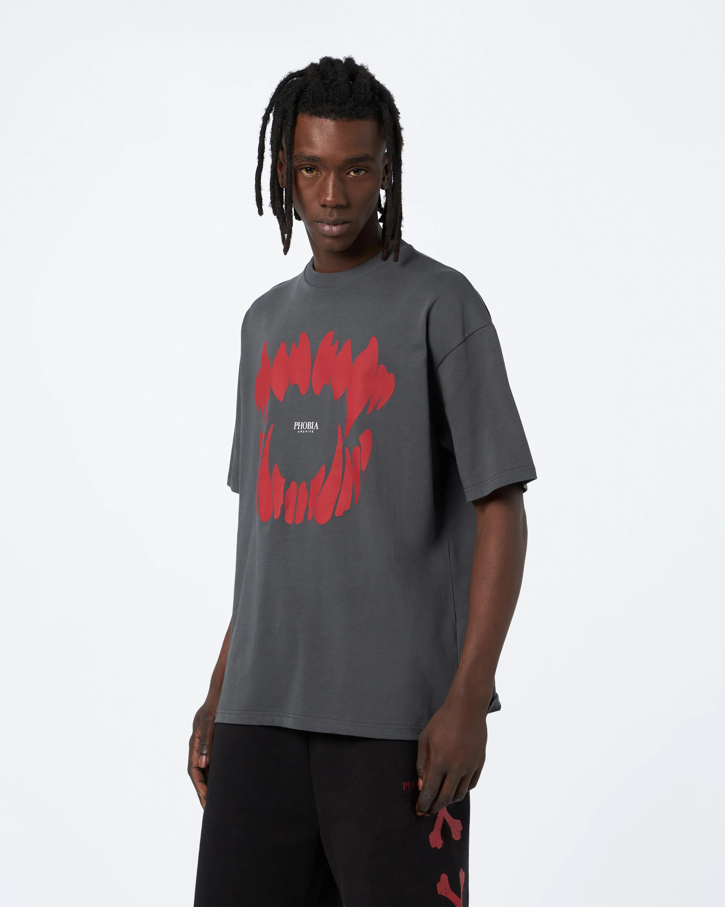 PHOBIA GREY T-SHIRT WITH RED MOUTH PRINT4 - Image 10