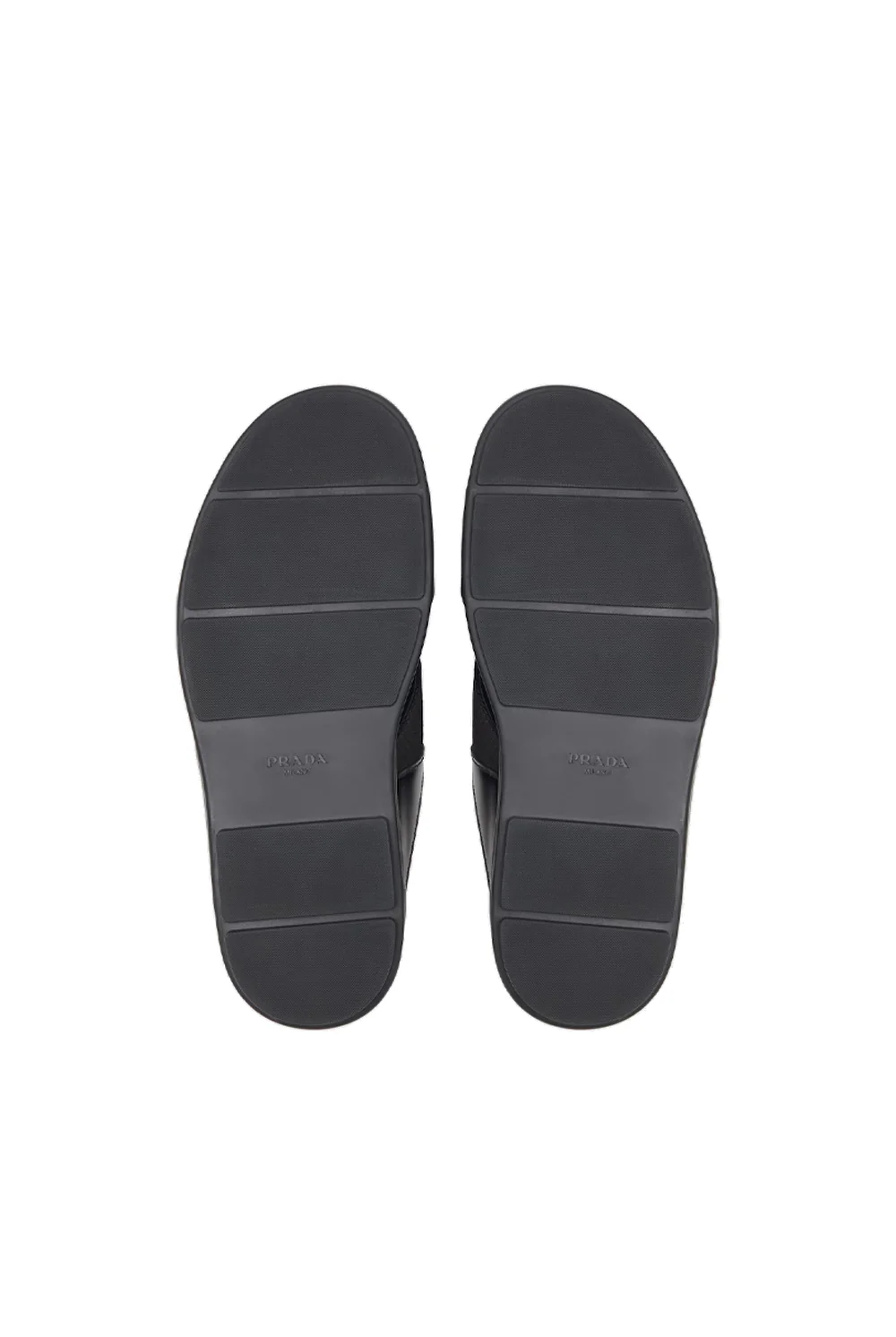 Prada Brushed leather and nylon tape crisscross slides - Image 4