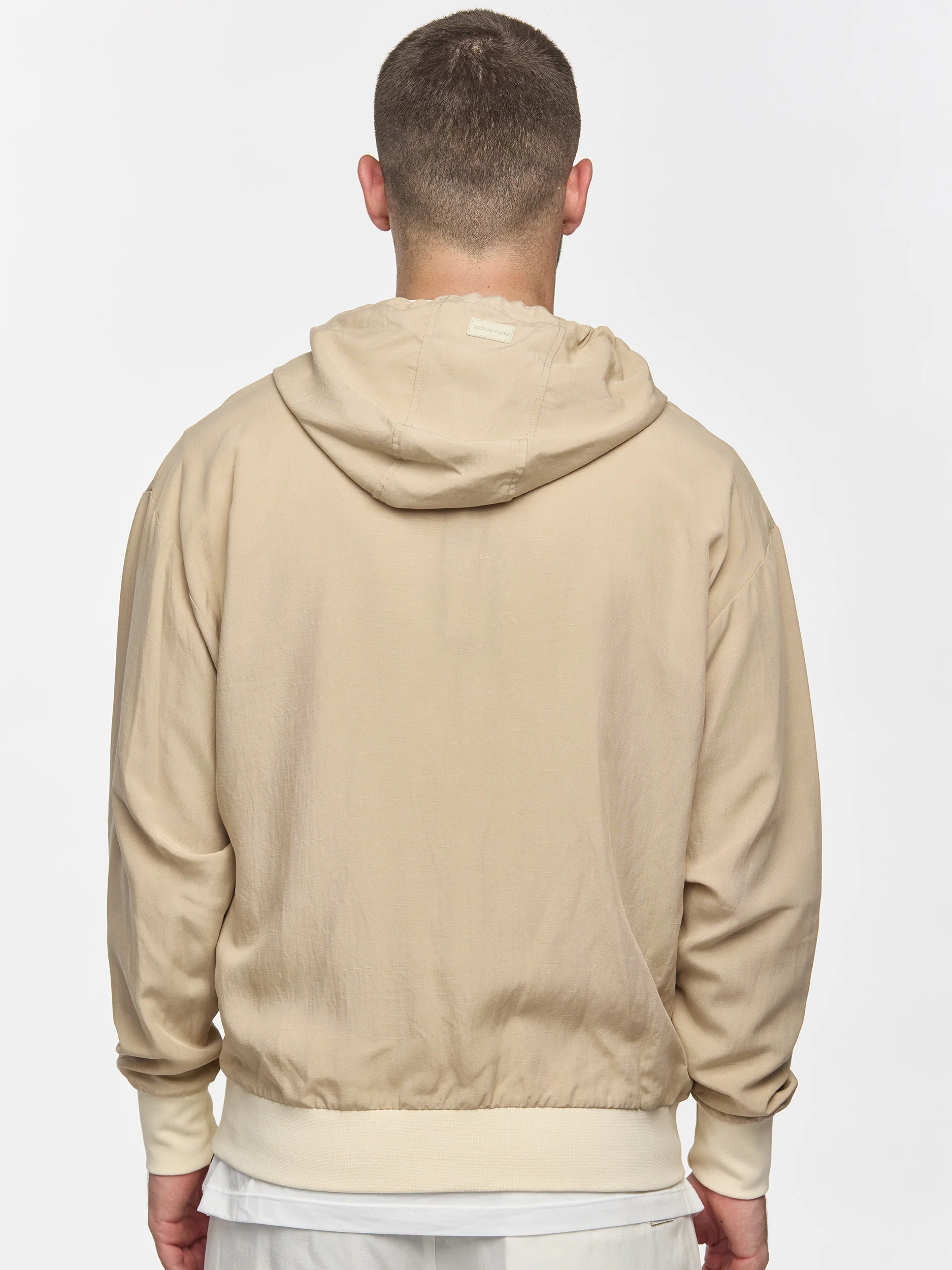 Prêt A Porter Linen Zipper Hoodie Beige - Image 5