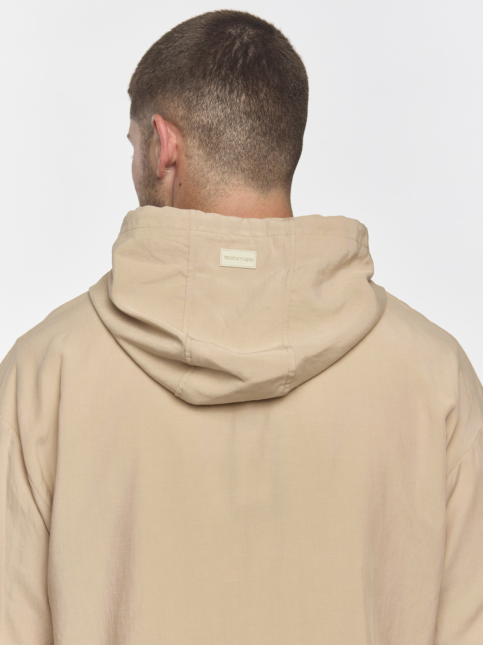 Prêt A Porter Linen Zipper Hoodie Beige - Image 6