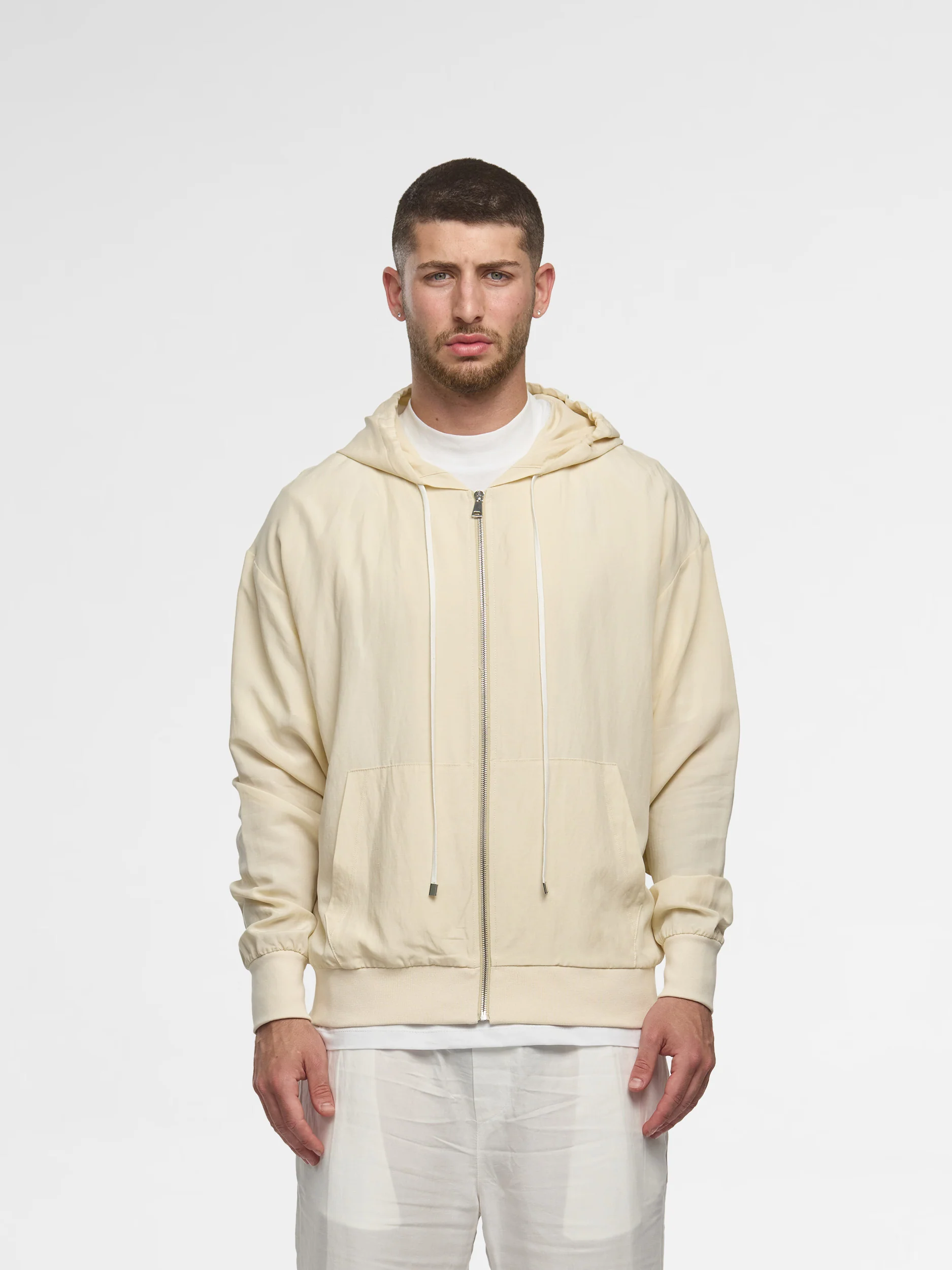 Prêt A Porter Linen Zipper Hoodie Cream