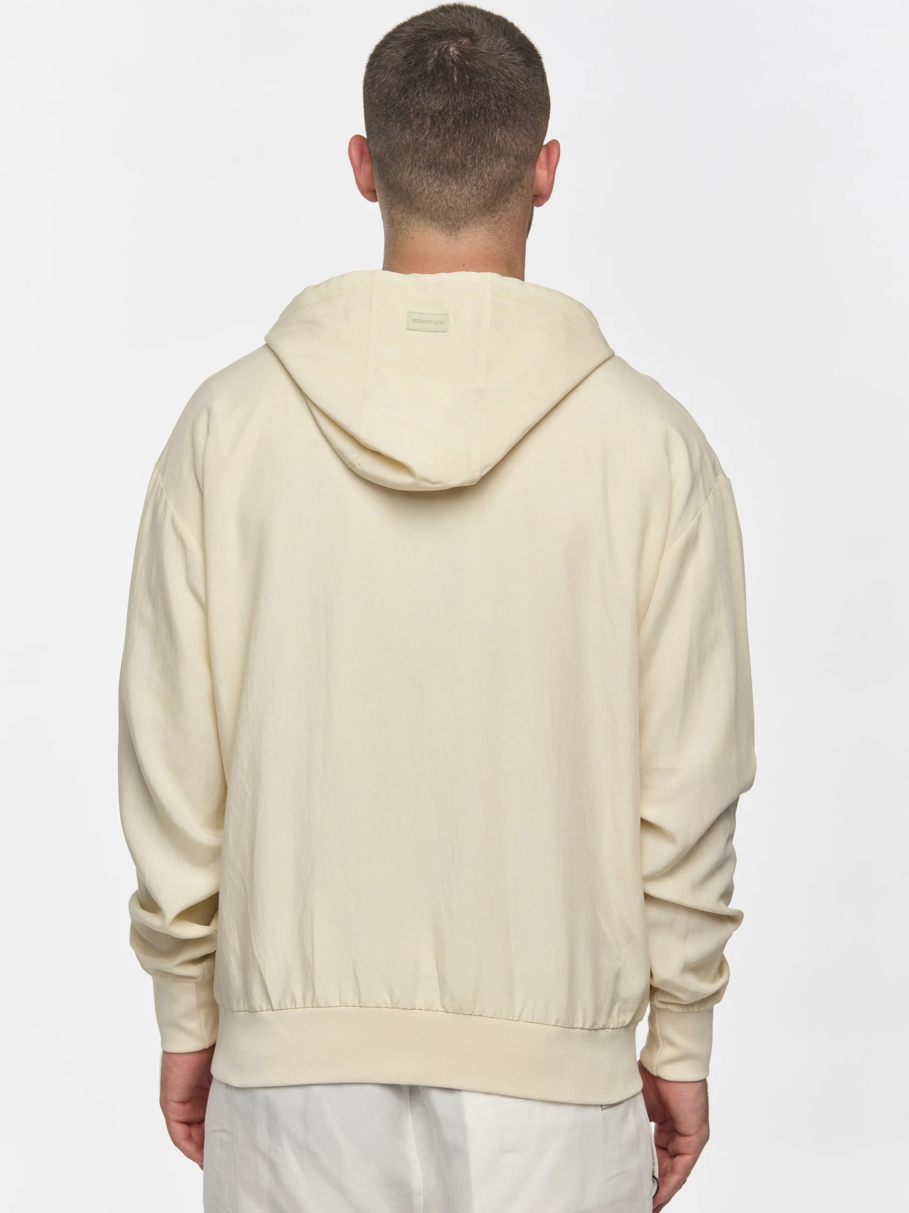 Prêt A Porter Linen Zipper Hoodie Cream - Image 5