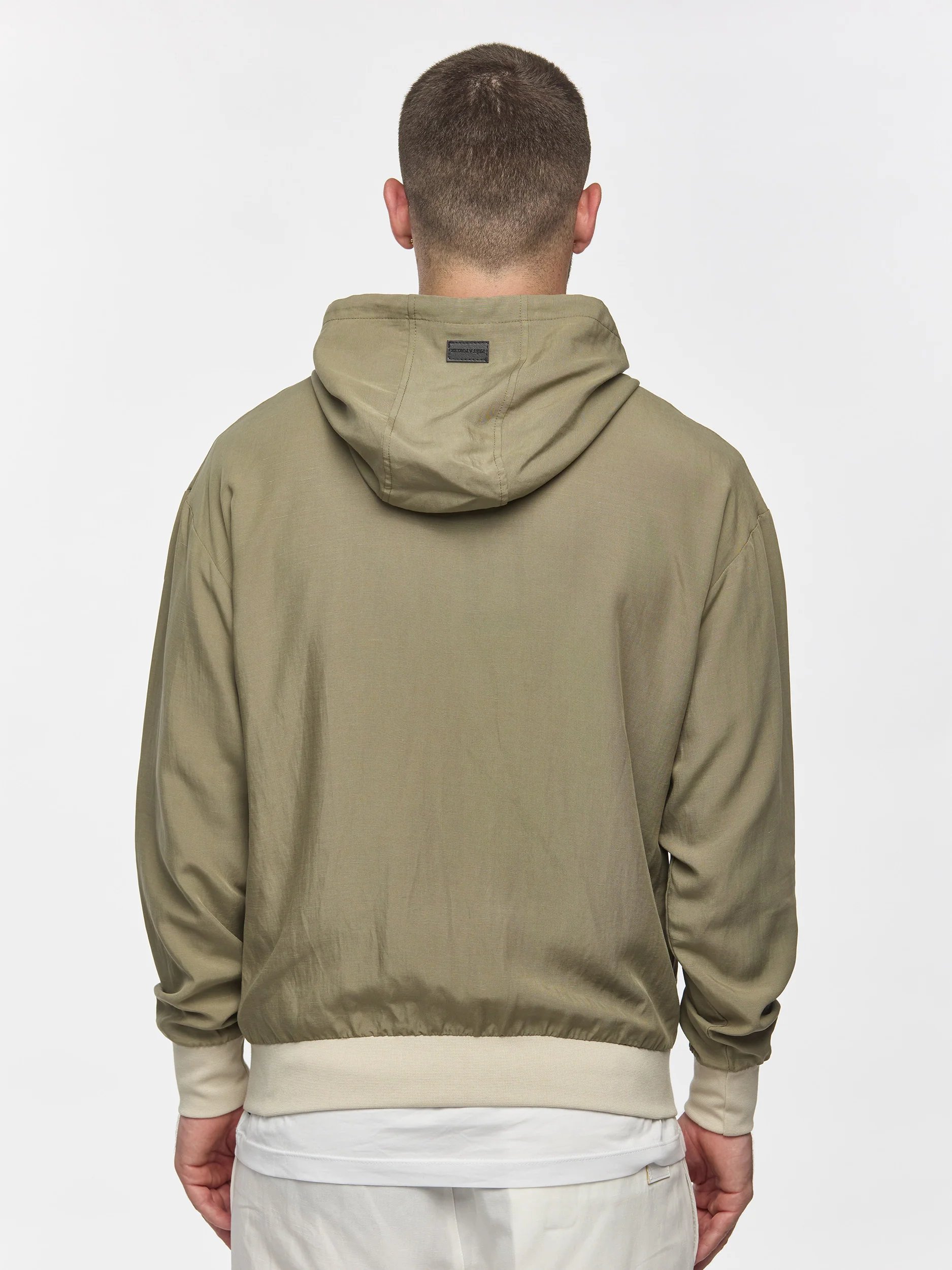 Prêt A Porter Linen Zipper Hoodie Green - Image 5