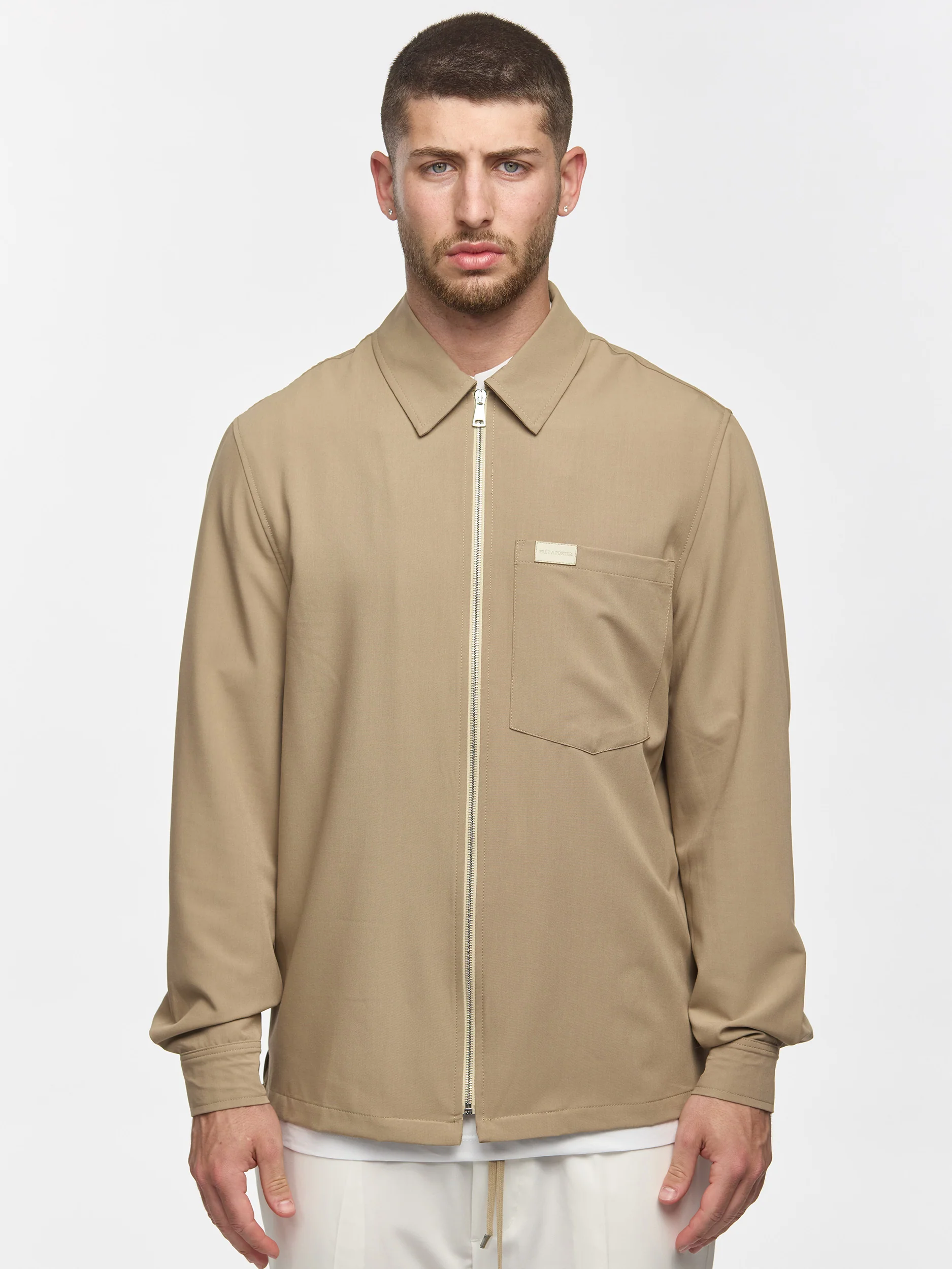 Prêt A Porter Zipper Jacket with Pocket Beige - Image 3