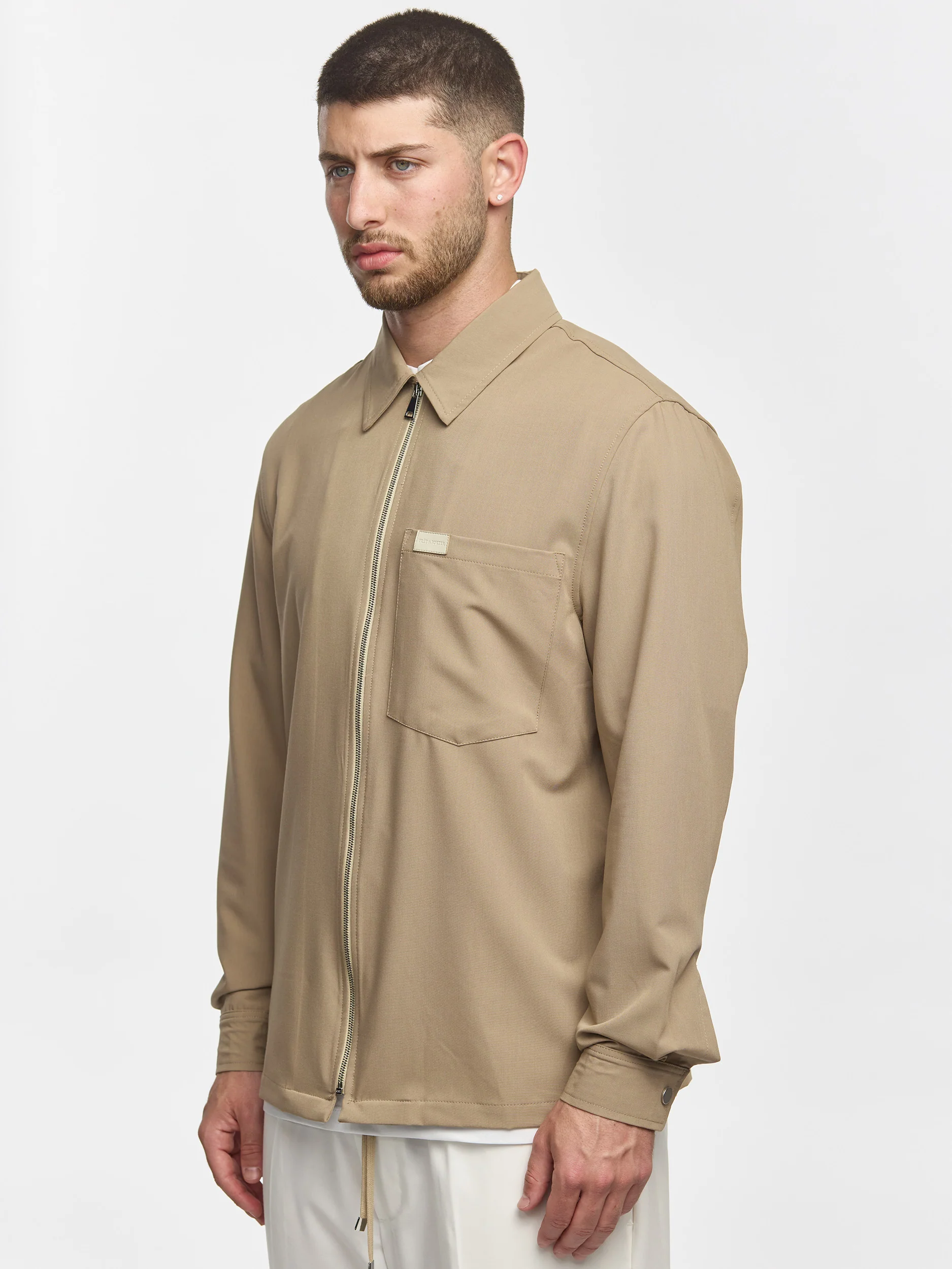 Prêt A Porter Zipper Jacket with Pocket Beige - Image 4