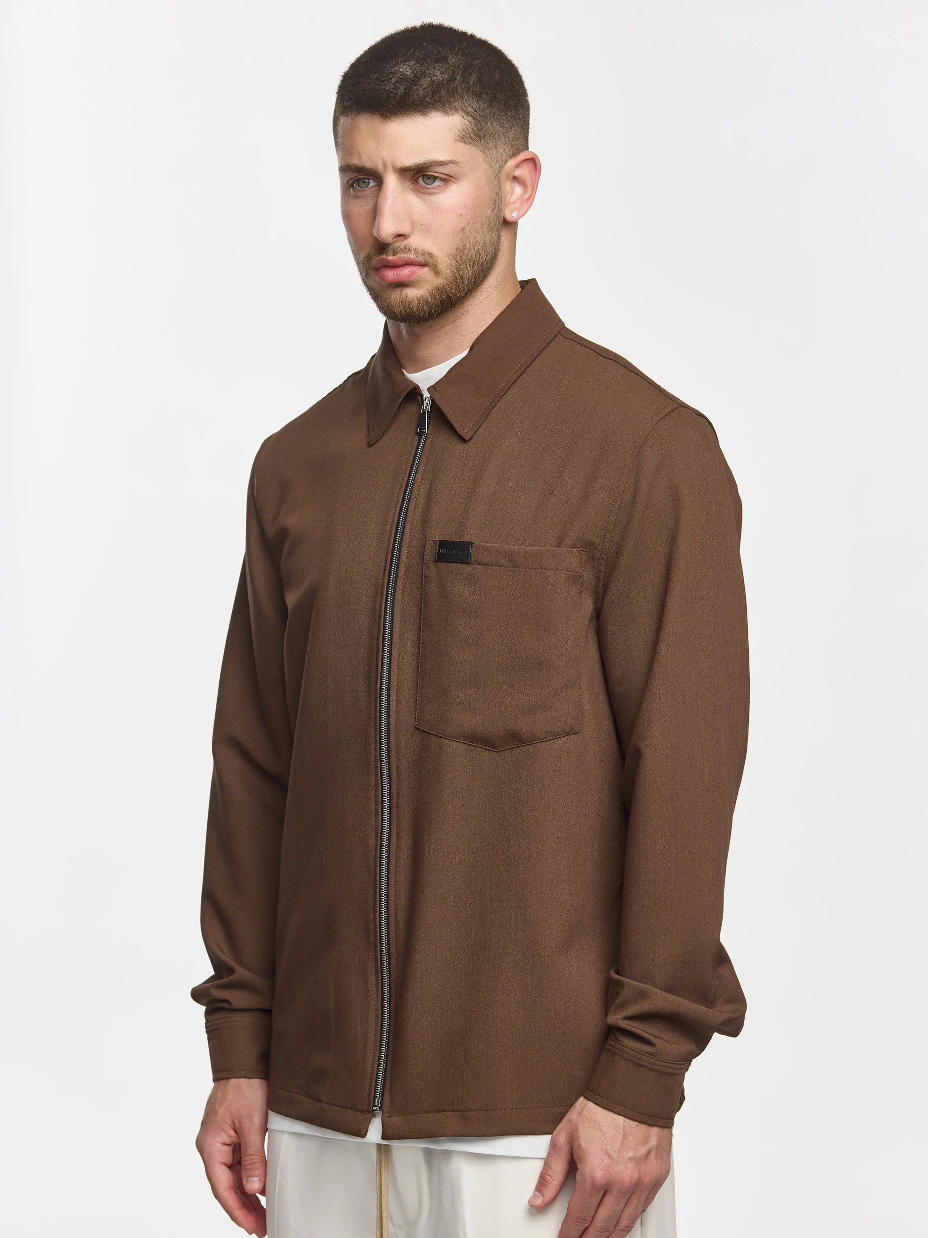 Prêt A Porter Zipper Jacket with Pocket Brown - Image 4