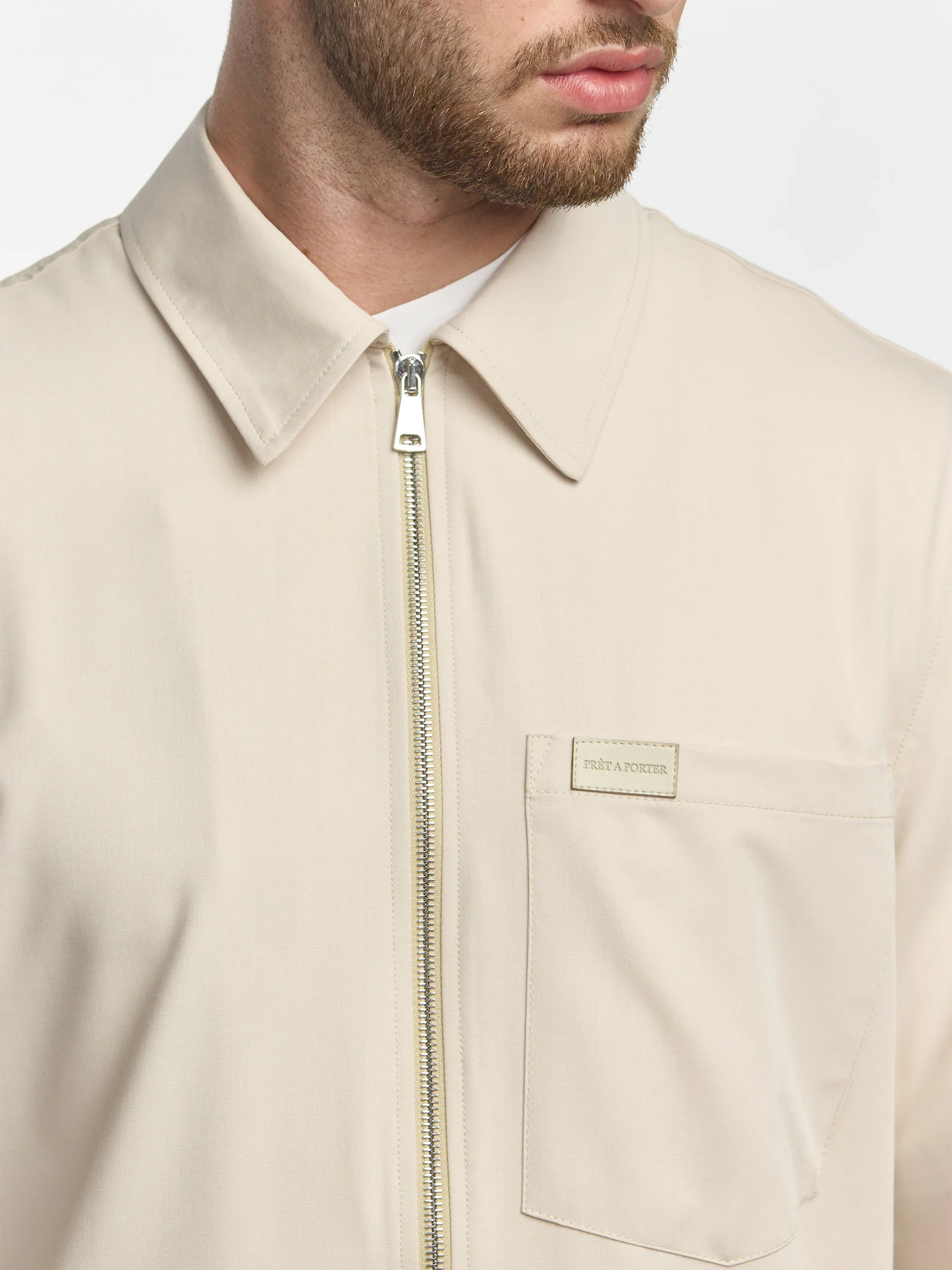 Prêt A Porter Zipper Jacket with Pocket Cream - Image 4