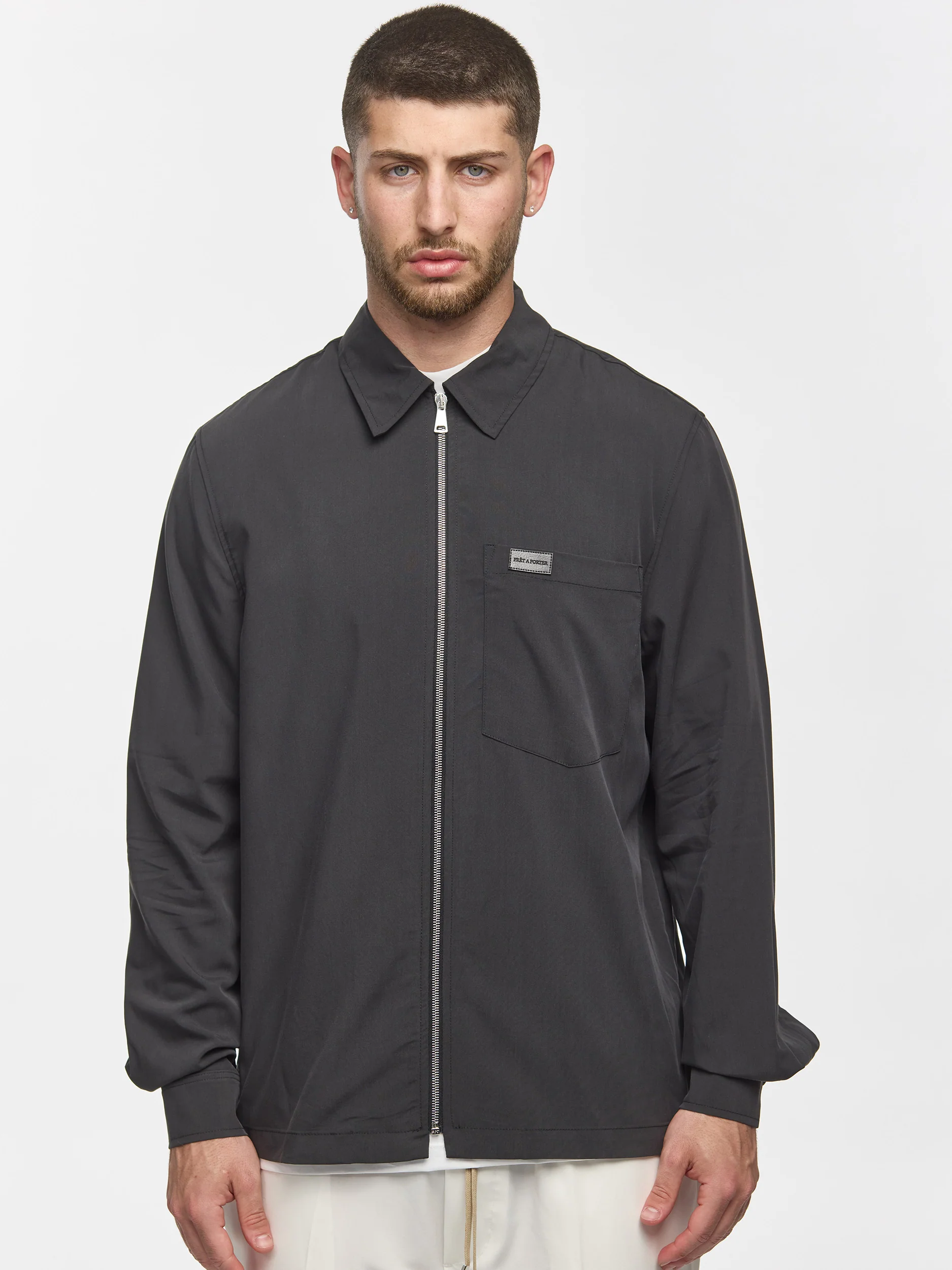 Prêt A Porter Zipper Jacket with Pocket Dark Grey - Image 3