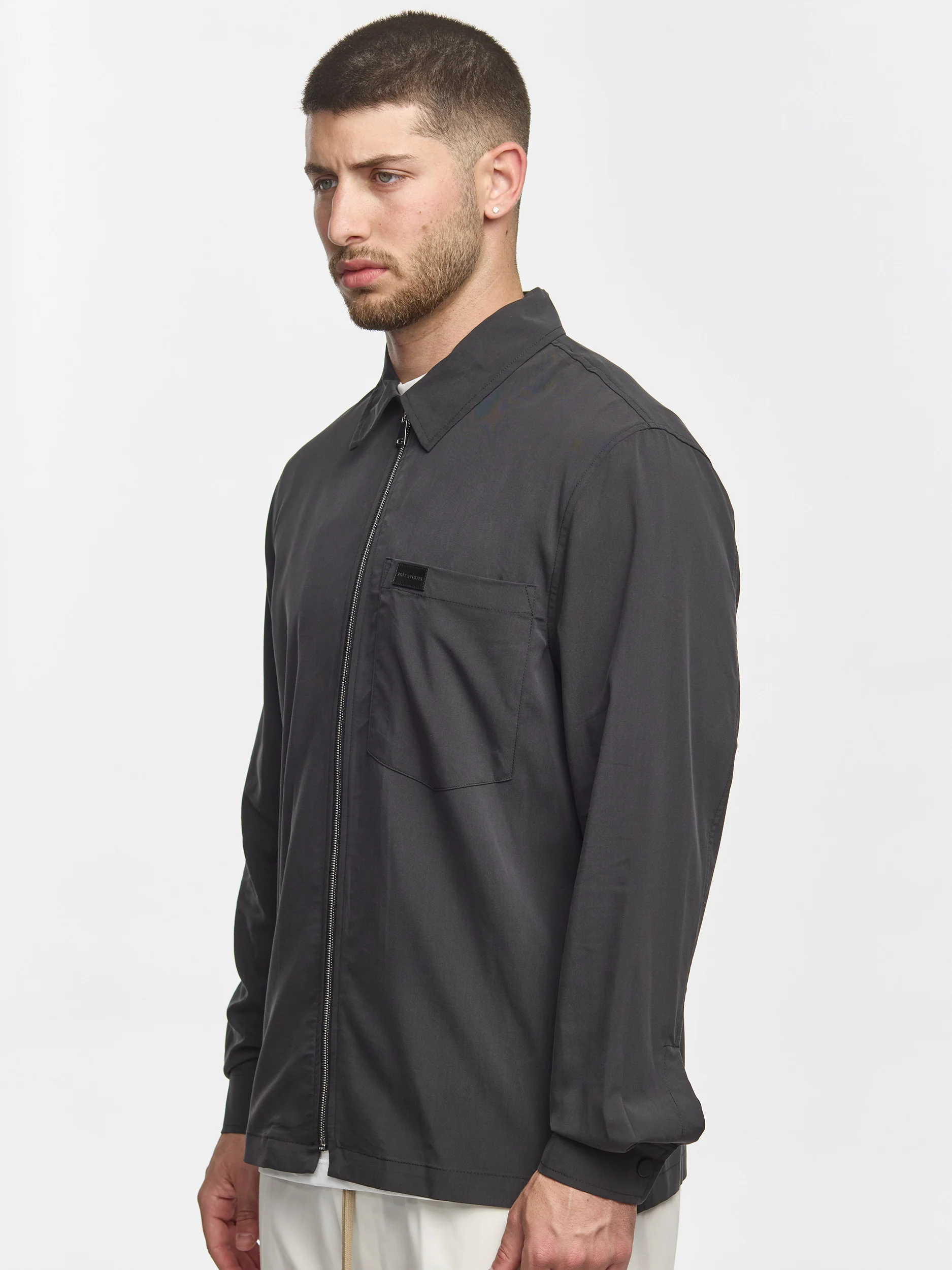 Prêt A Porter Zipper Jacket with Pocket Dark Grey - Image 4