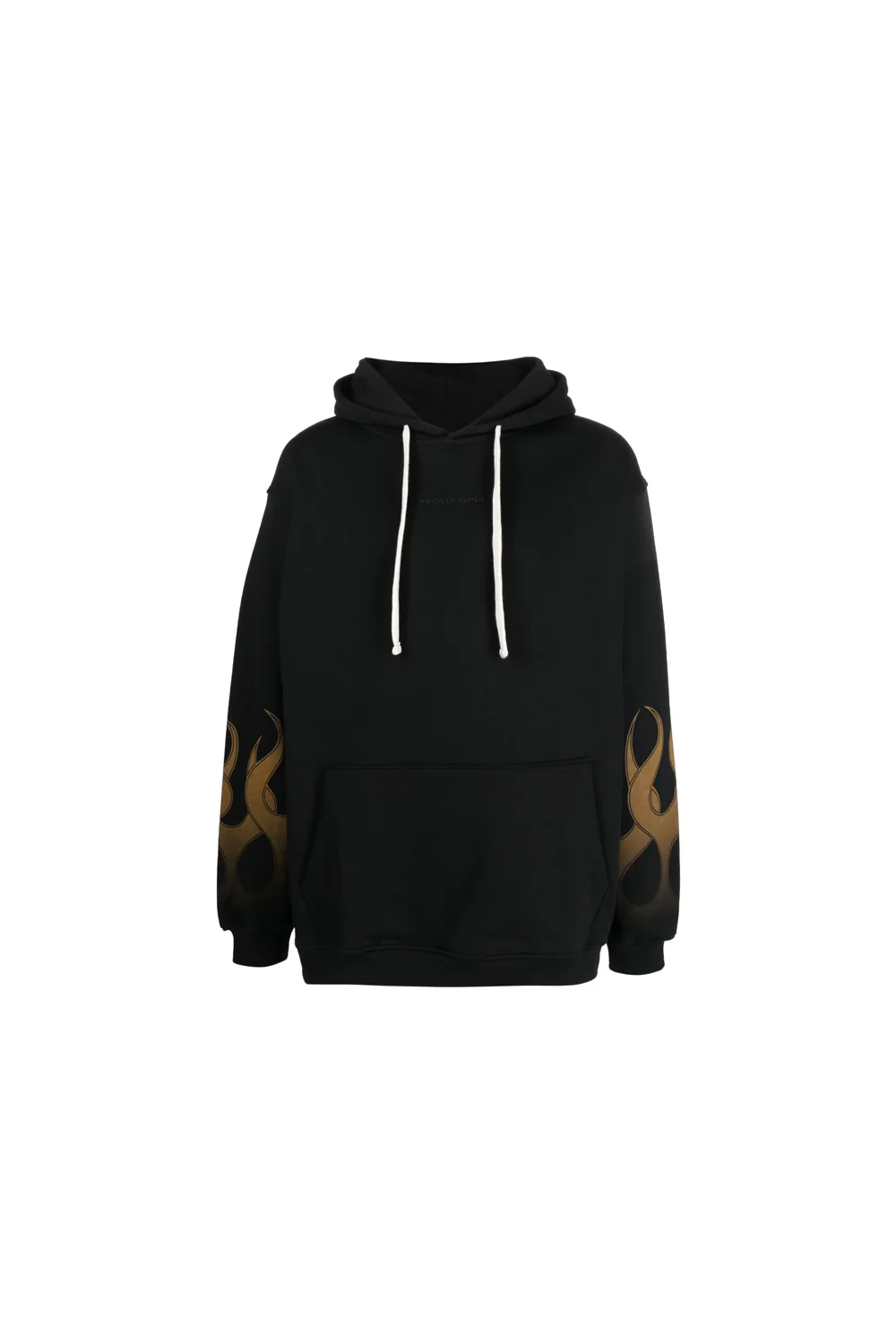 VISION OF SUPER BLACK HOODIE WITH ORANGE FLAMES