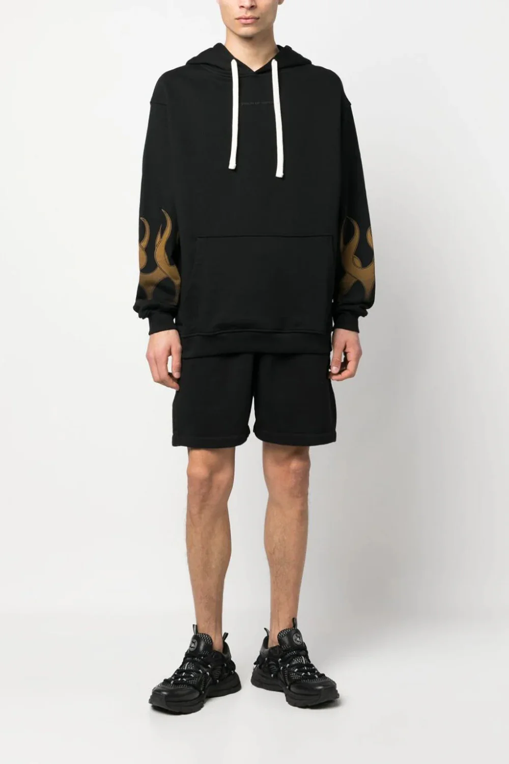 VISION OF SUPER BLACK HOODIE WITH ORANGE FLAMES - Image 2