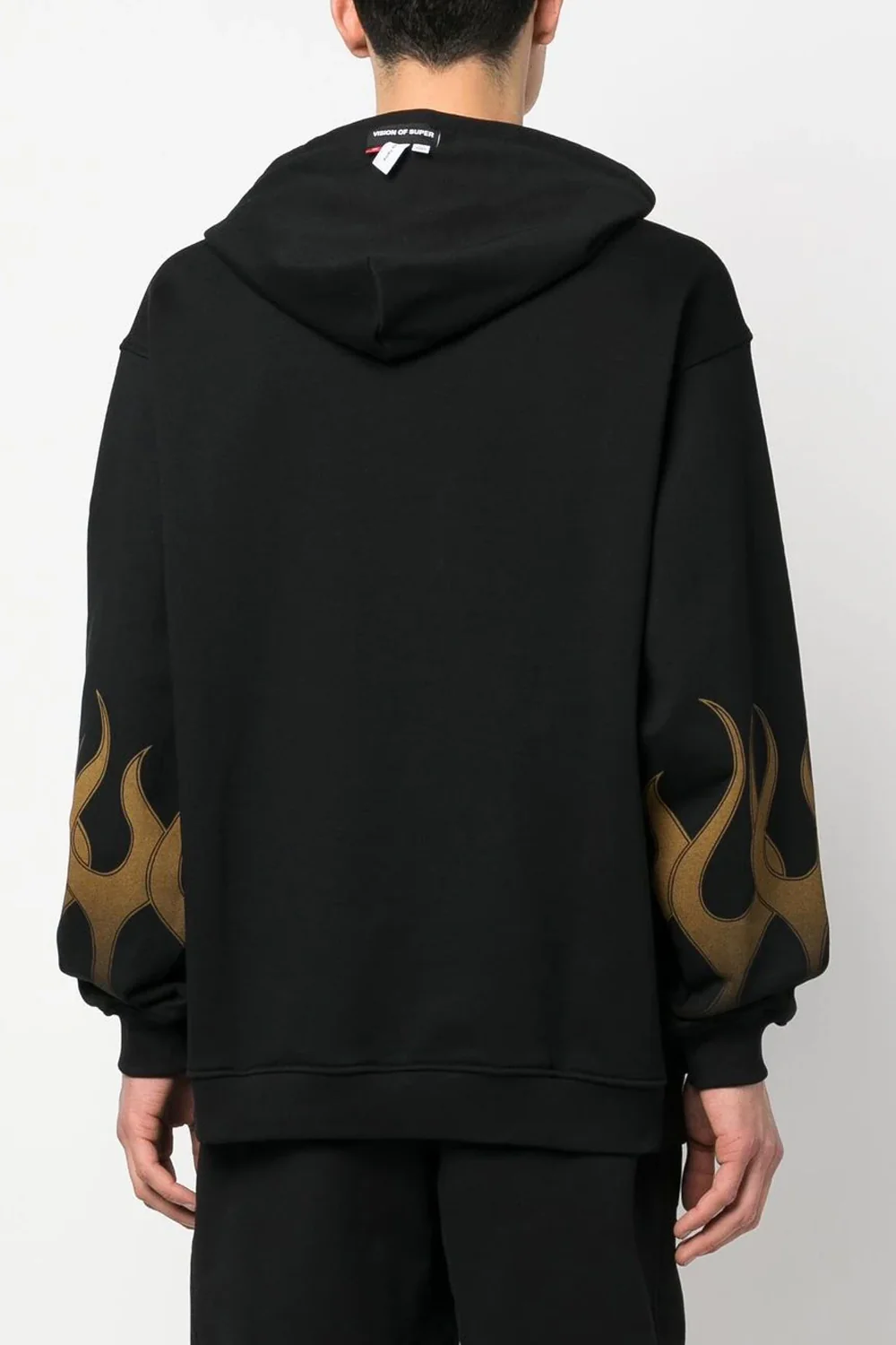 VISION OF SUPER BLACK HOODIE WITH ORANGE FLAMES - Image 3